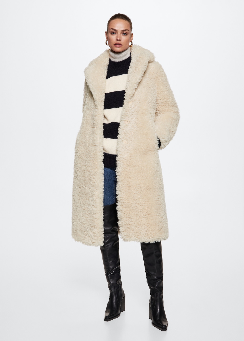 Mango boucle coat outlet