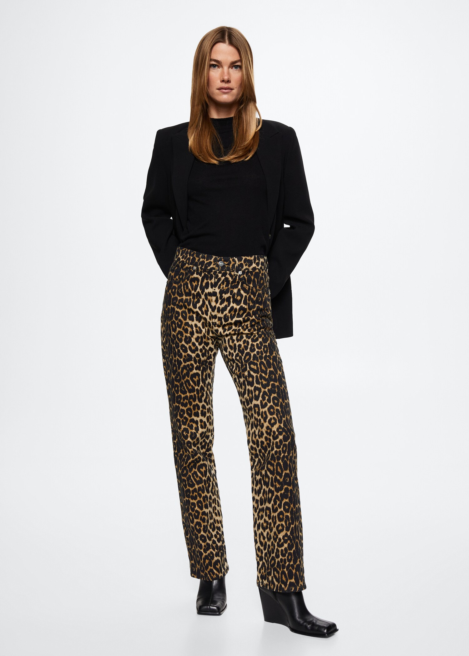 Animal print straight jeans - General plane