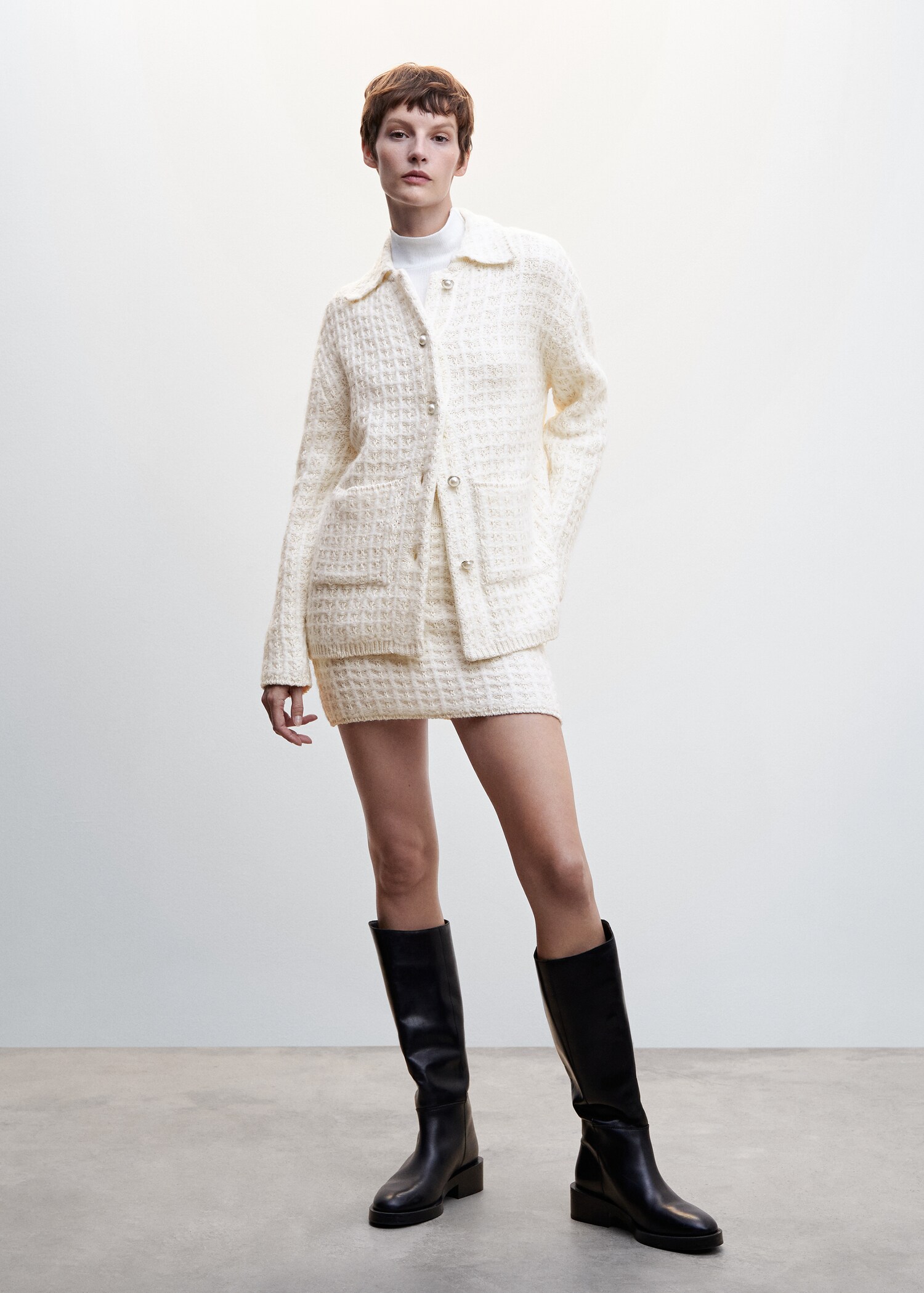 Openwork knit cotton cardigan - General plane