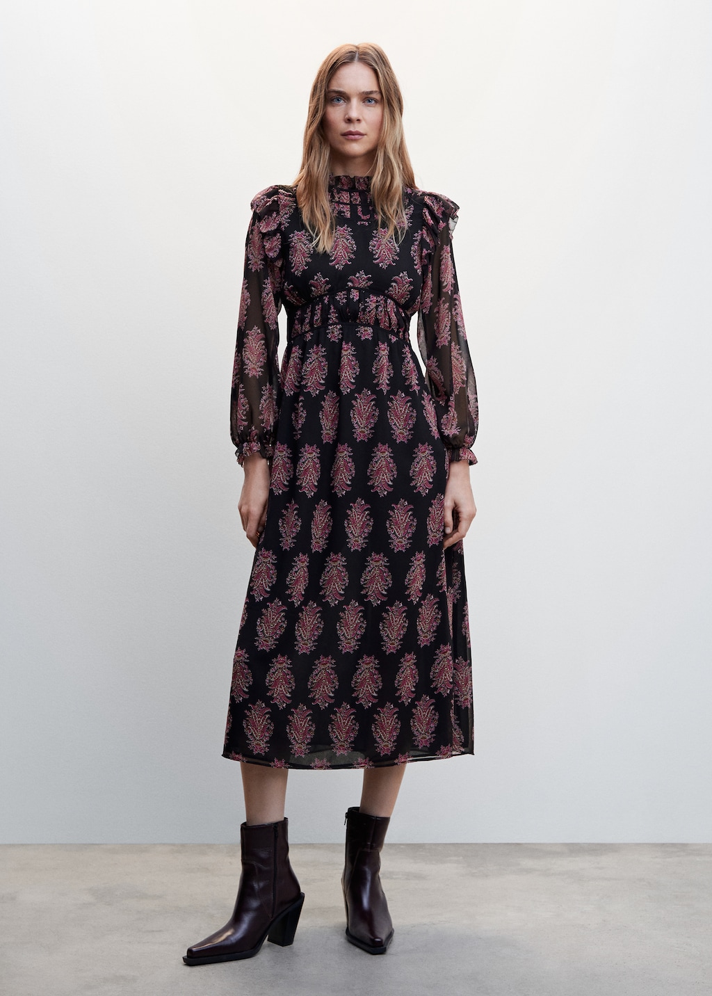 Baroque print dress Women MANGO OUTLET USA