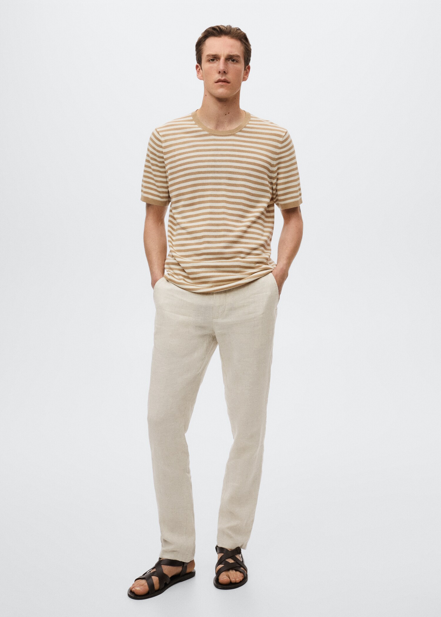 Slim fit linen trousers - General plane