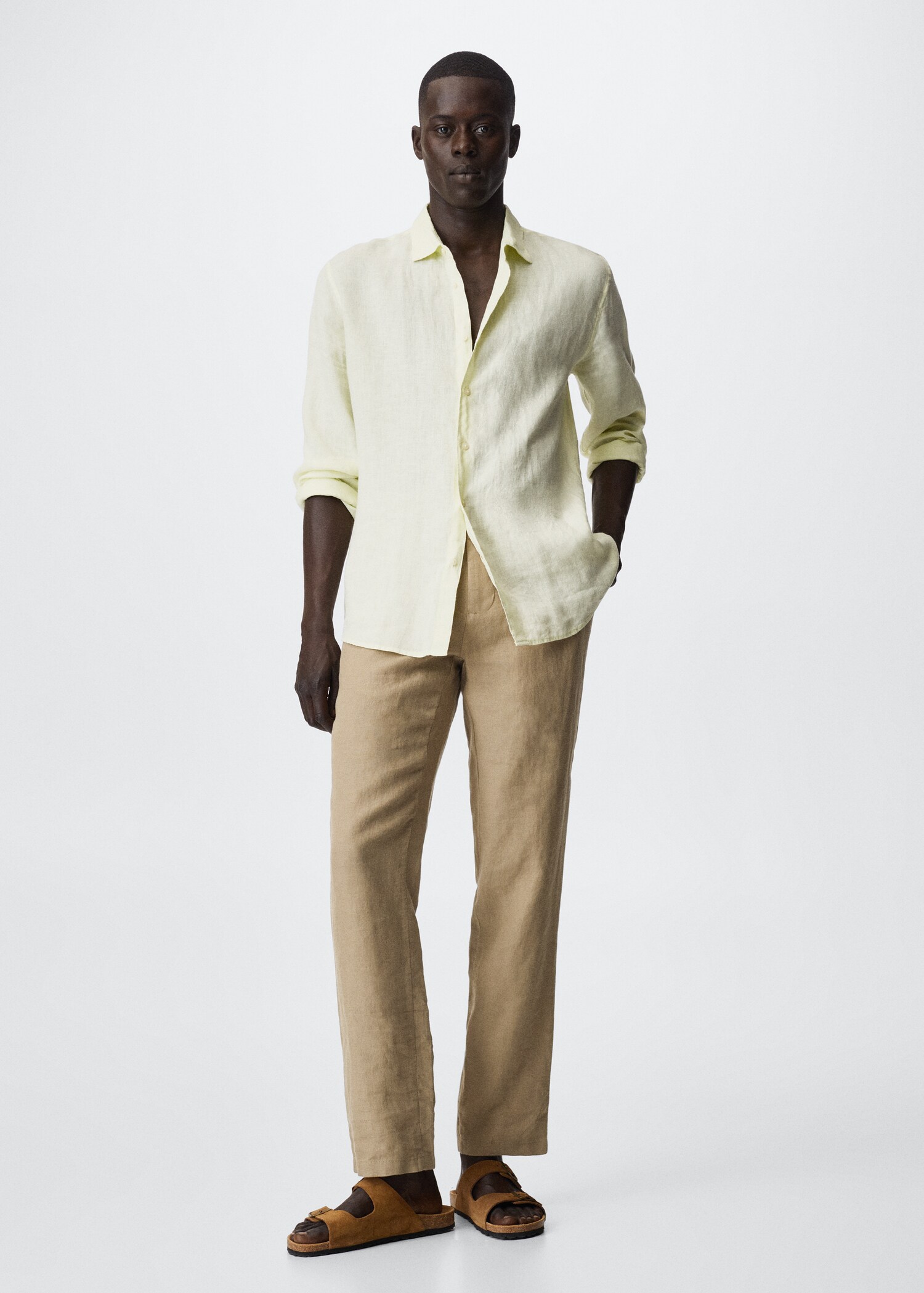 Slim fit linen trousers - General plane