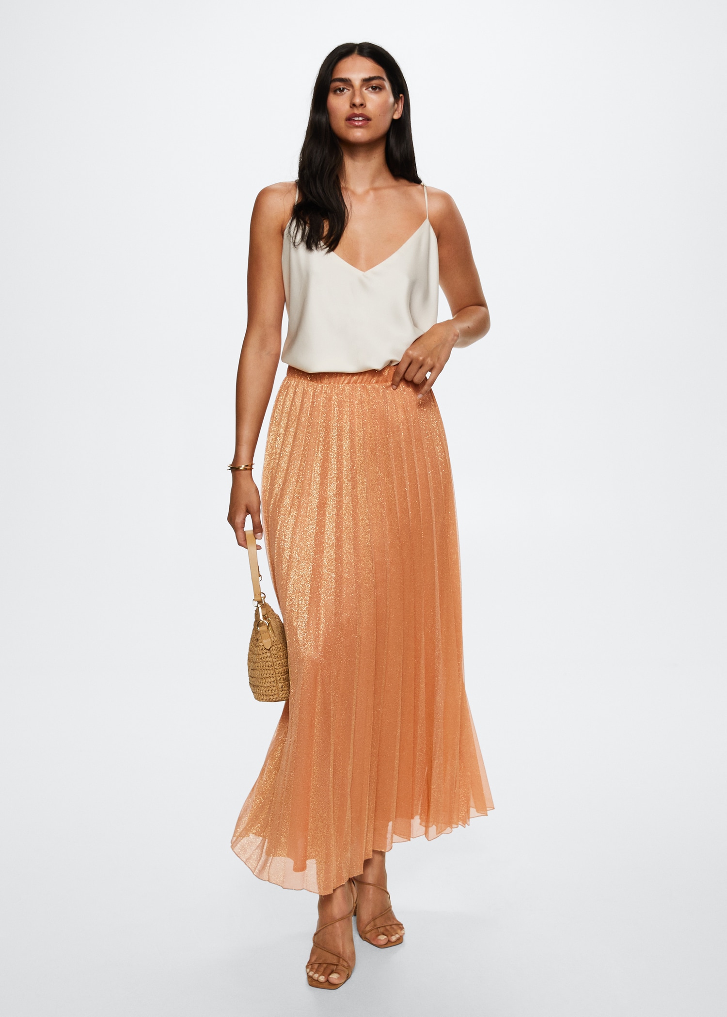 Pleated midi skirt - General plane