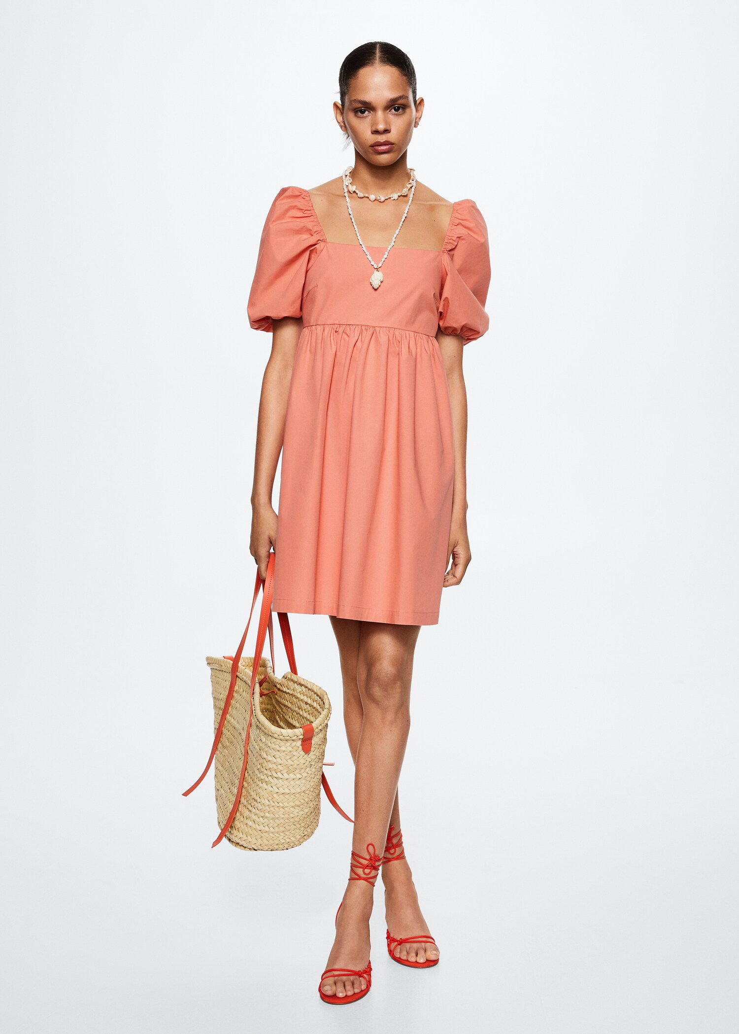 Puffed sleeves cotton dress - General plane