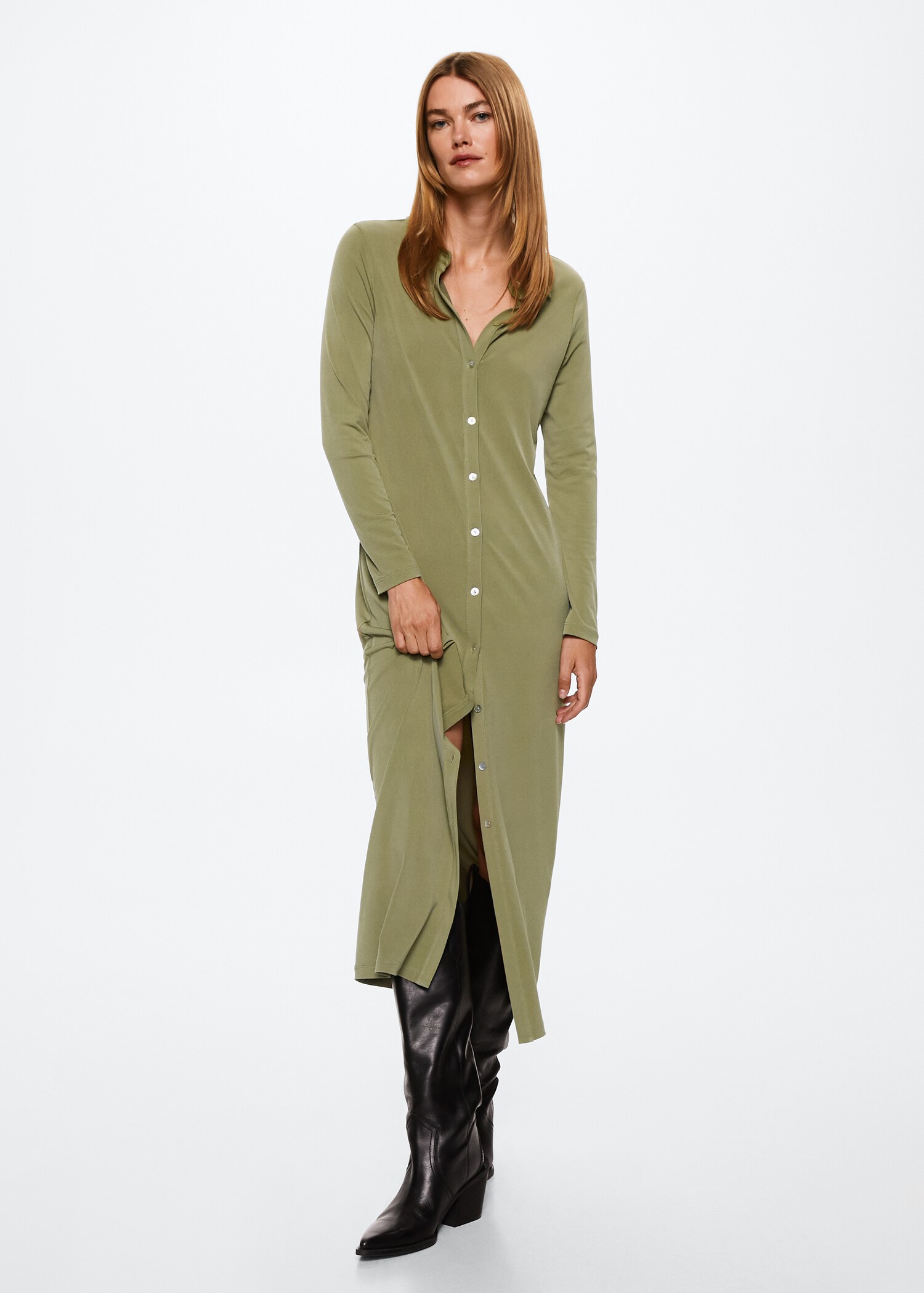 Geknöpftes Midi-Kleid - Allgemeine Ansicht