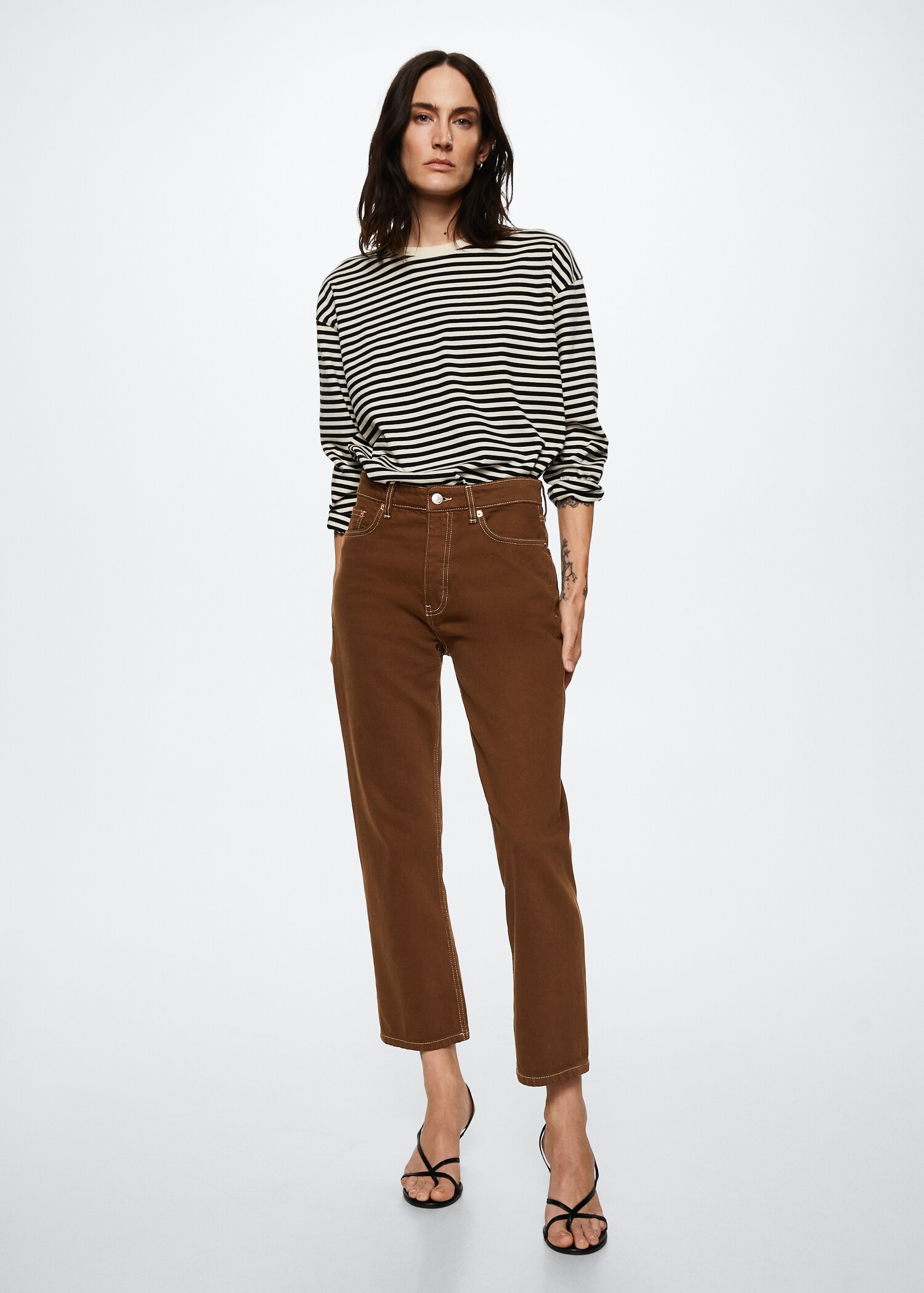Raka jeans hög midja crop - Allmän bild