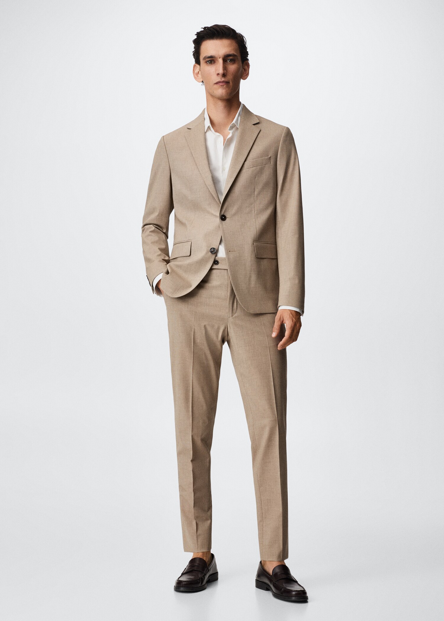 Slim fit wool suit trousers - General plane