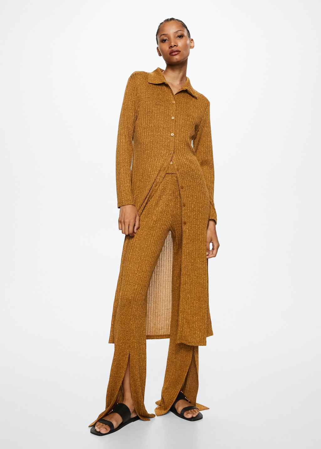 Ribbed long cardigan Women MANGO OUTLET Norway