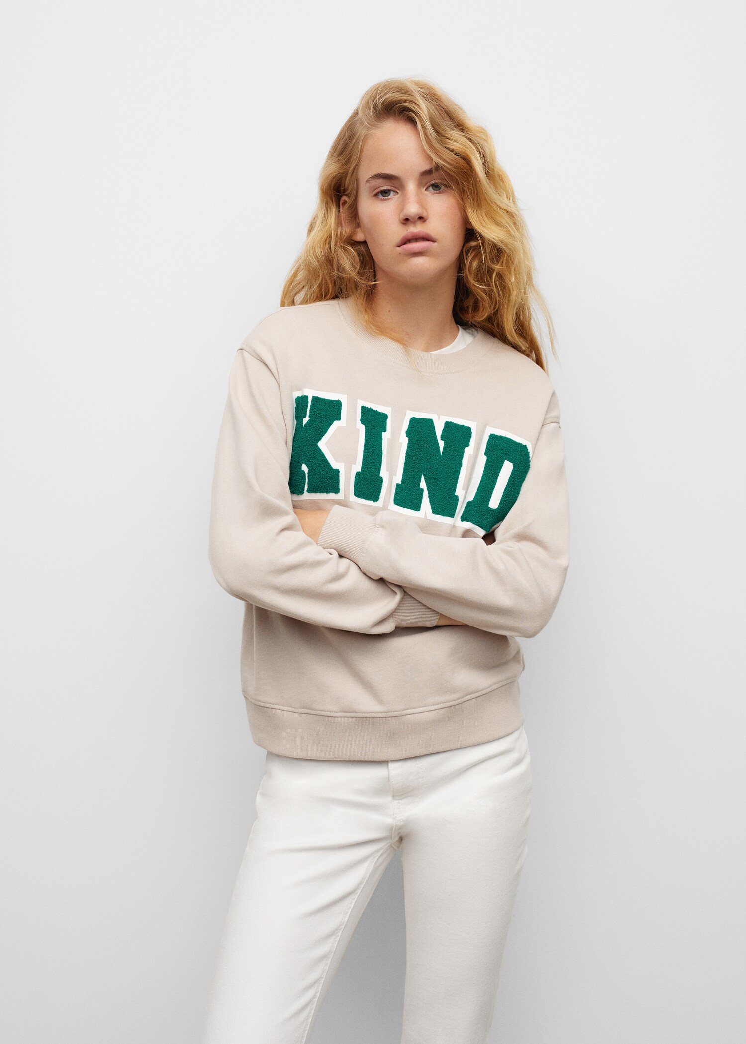 Sweat-shirt message texturé - Plan général