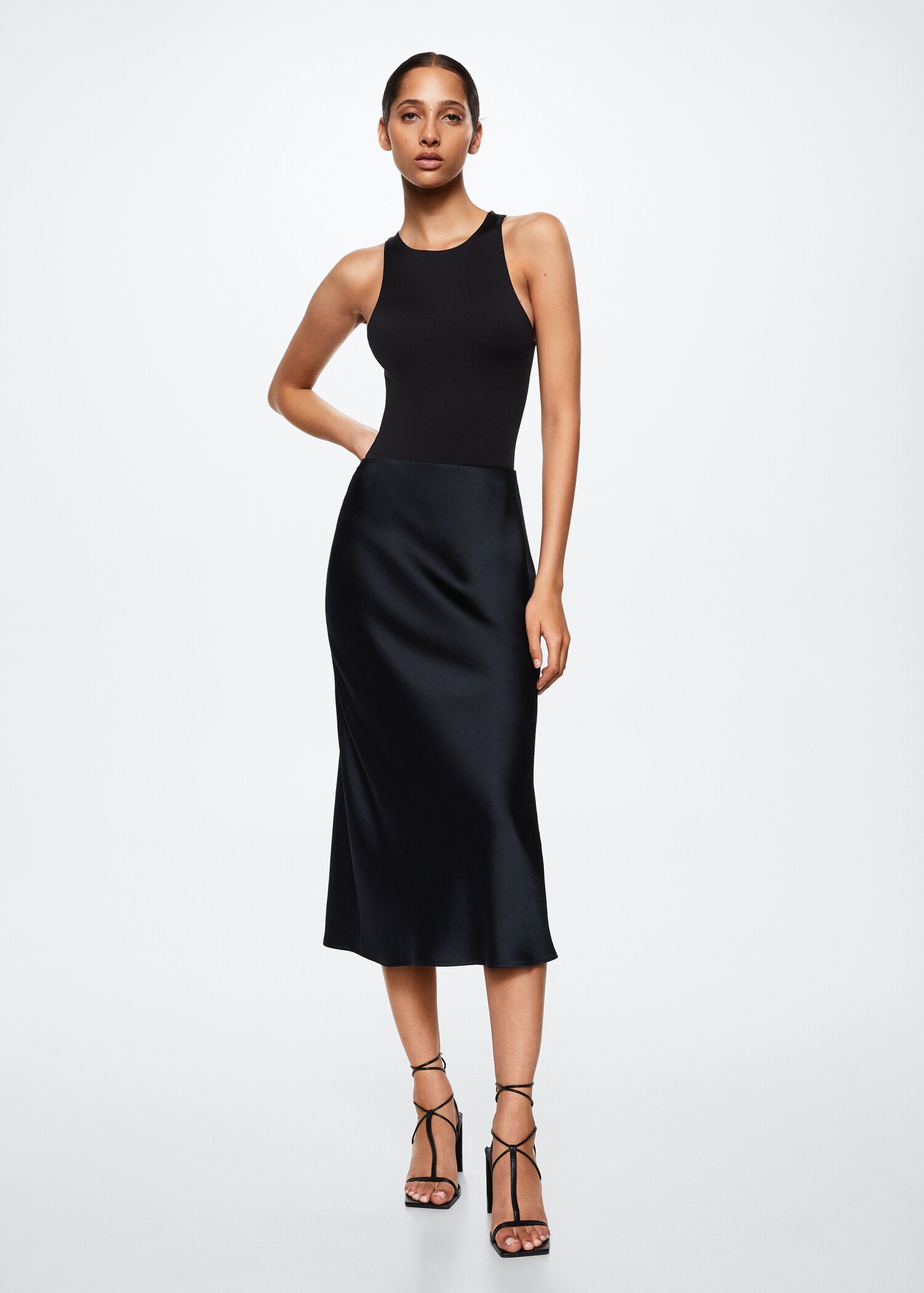 Midi satin skirt - General plane