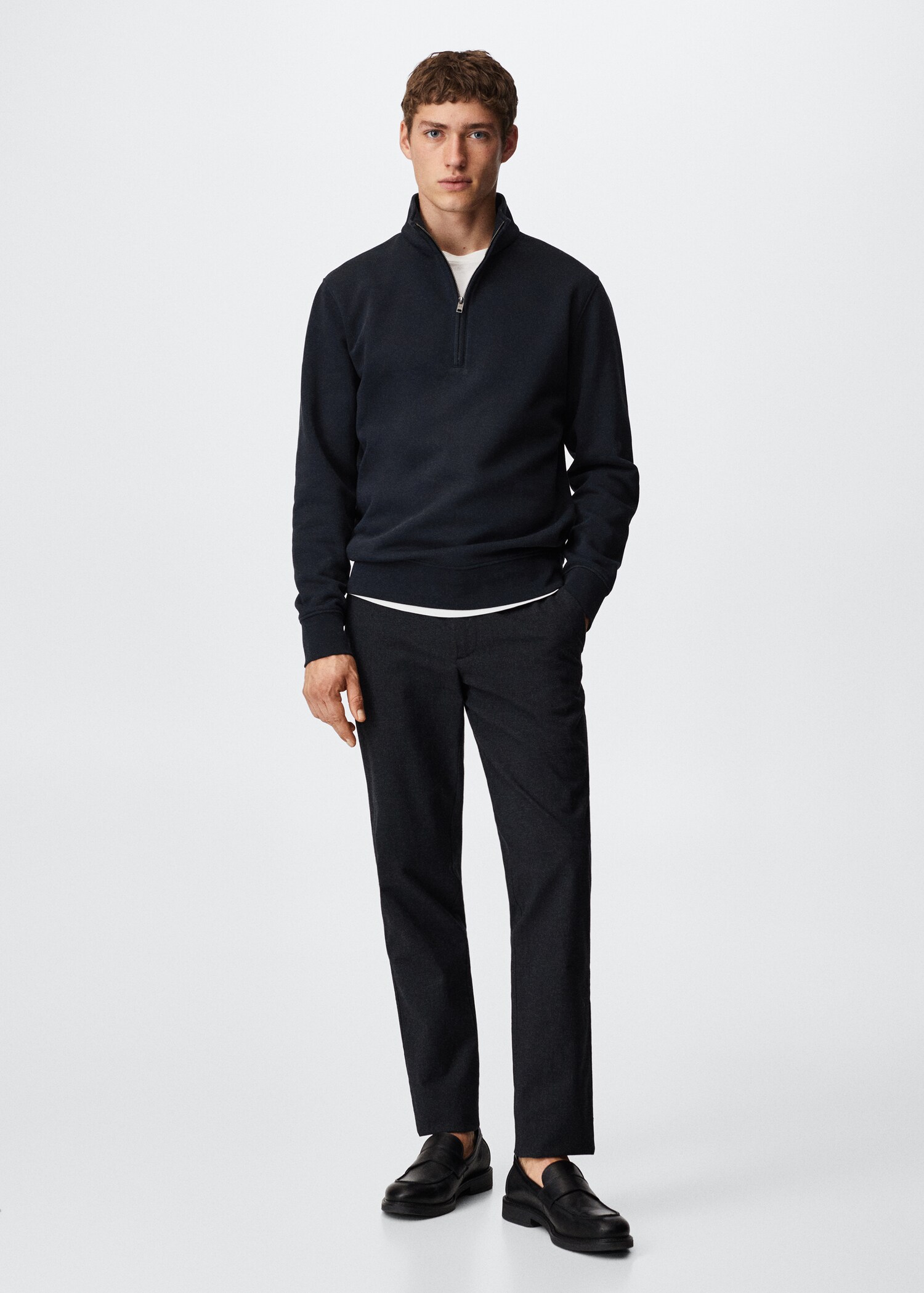 Baumwoll-Sweatshirt mit Zip-Kragen - Allgemeine Ansicht