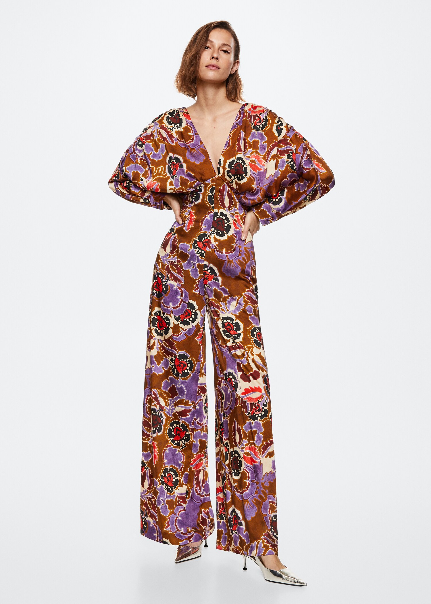 Printed satin jumpsuit - General plane