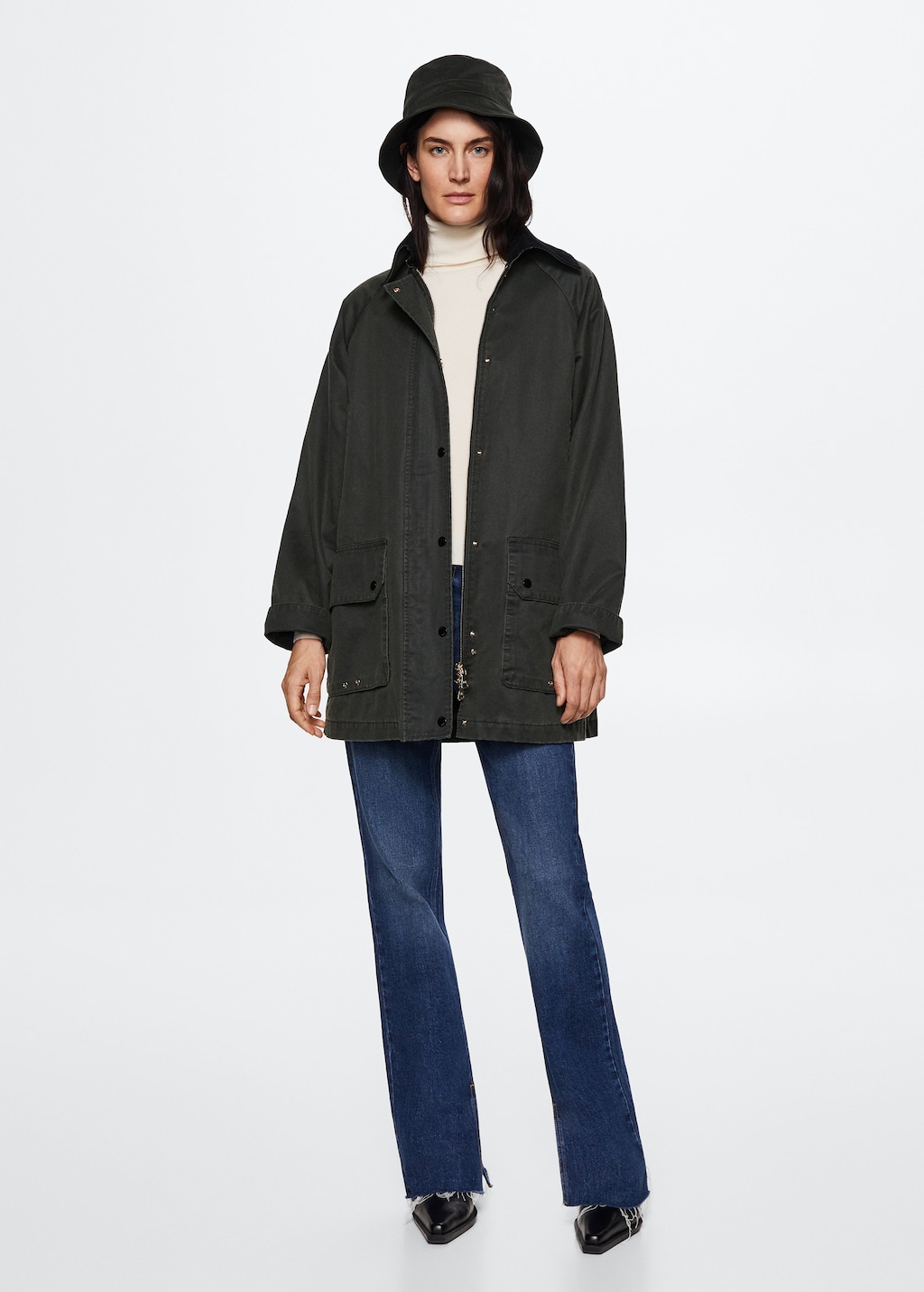 Parka efecto encerado corta Mujer MANGO OUTLET EE.UU
