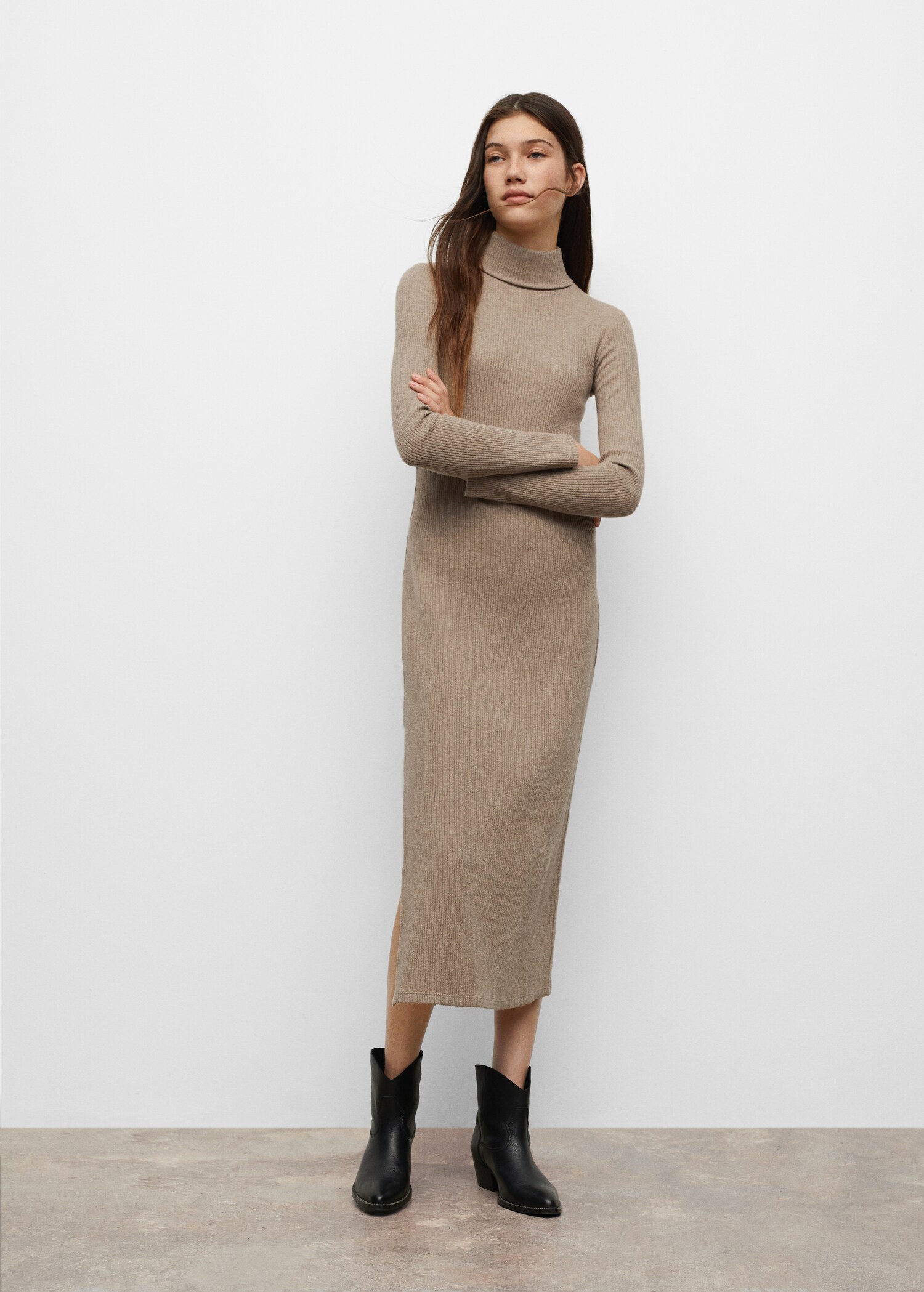 Turtle neck knit dress - General plane