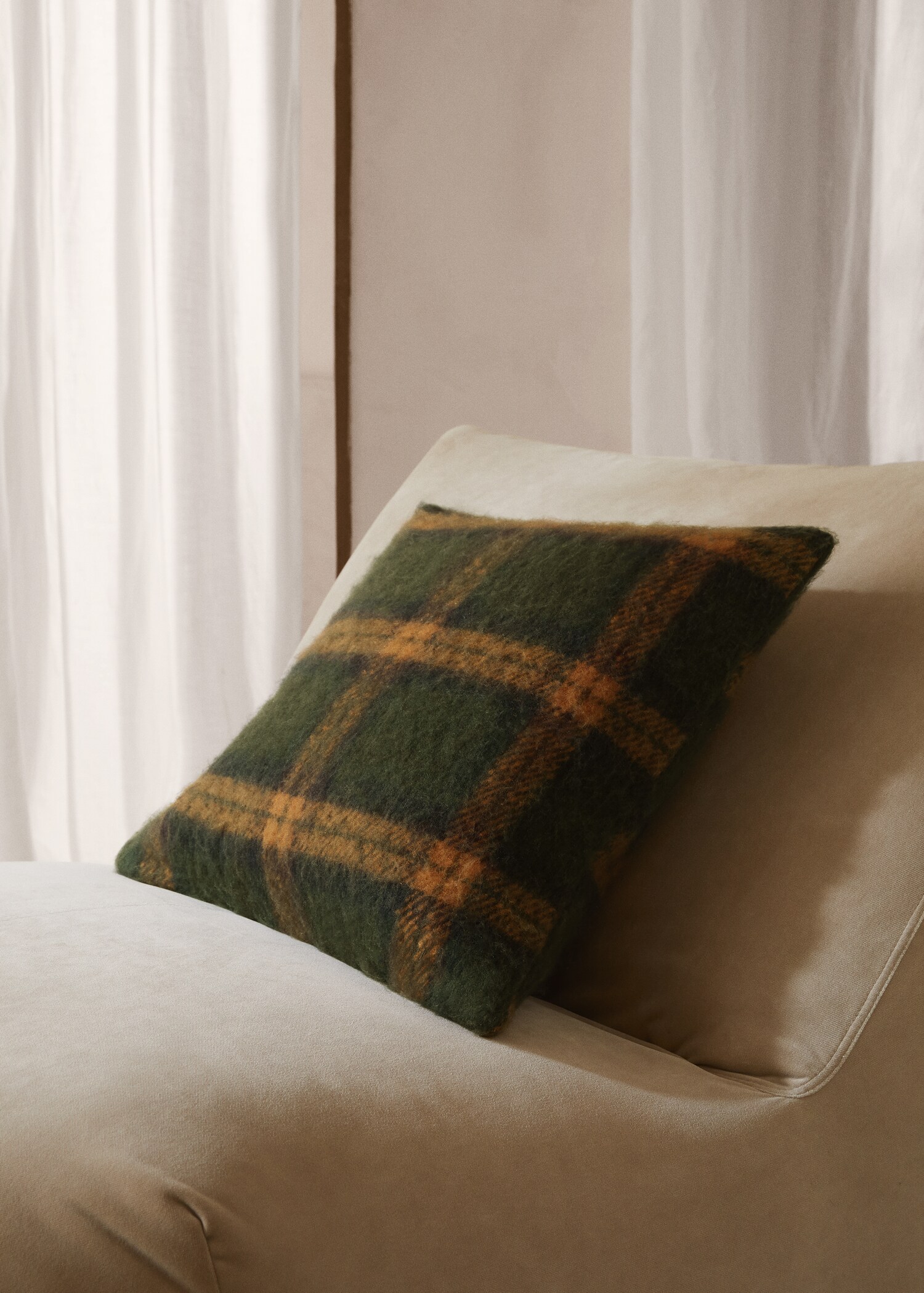 Check flannel cushion case 45x45cm - General plane