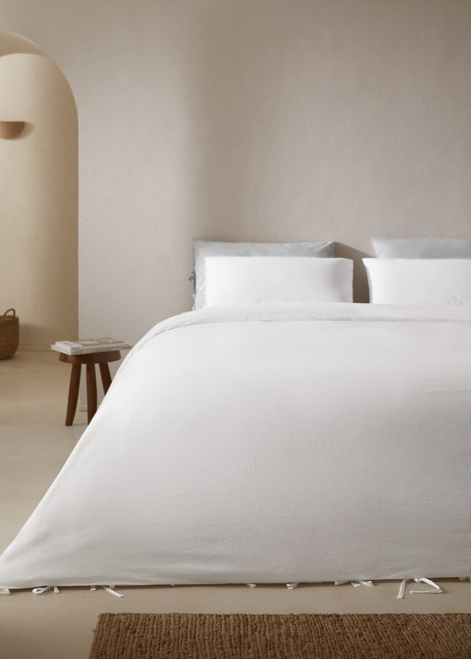 Washed cotton duvet cover 90cm bed - General plane