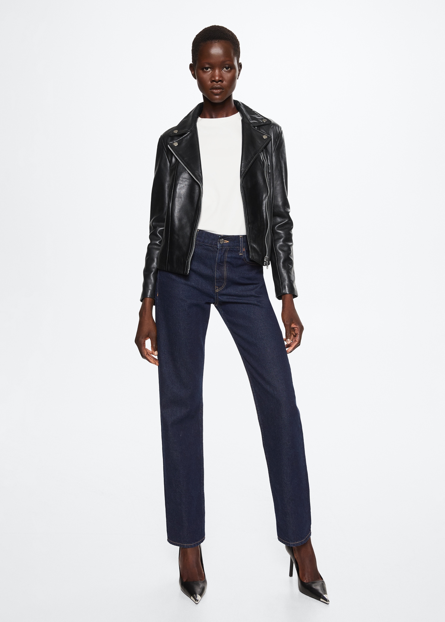 Leather biker jacket - General plane