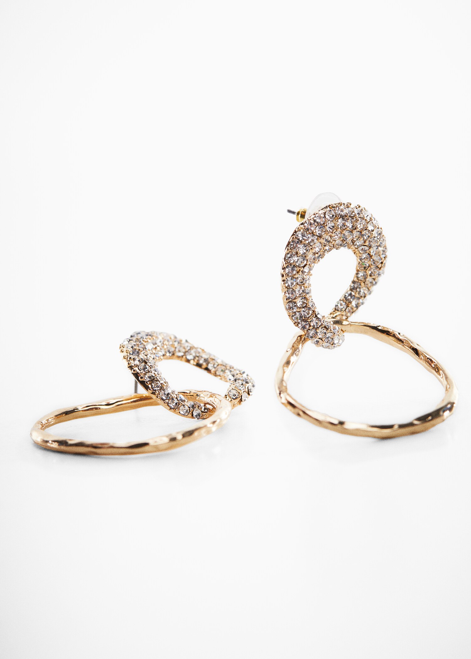 Irregular double-hoop earrings with crystals - Details of the article 5