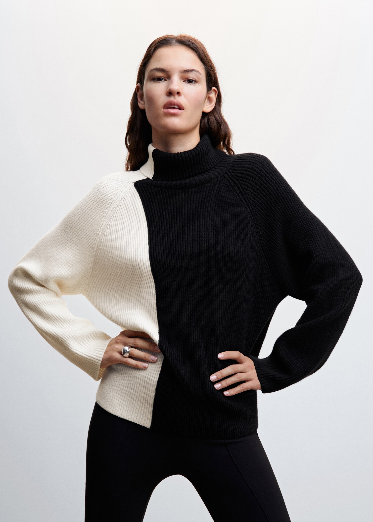 Two-tone turtleneck sweater - Medium plane