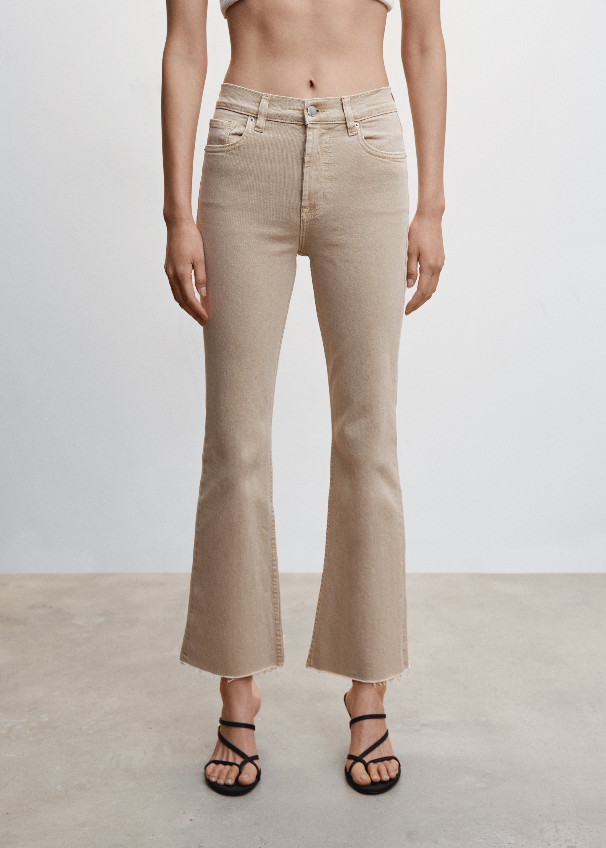 Pantalon Flare Pantalon Pana Mujer Blanco Mujer Mango Outlet Mango