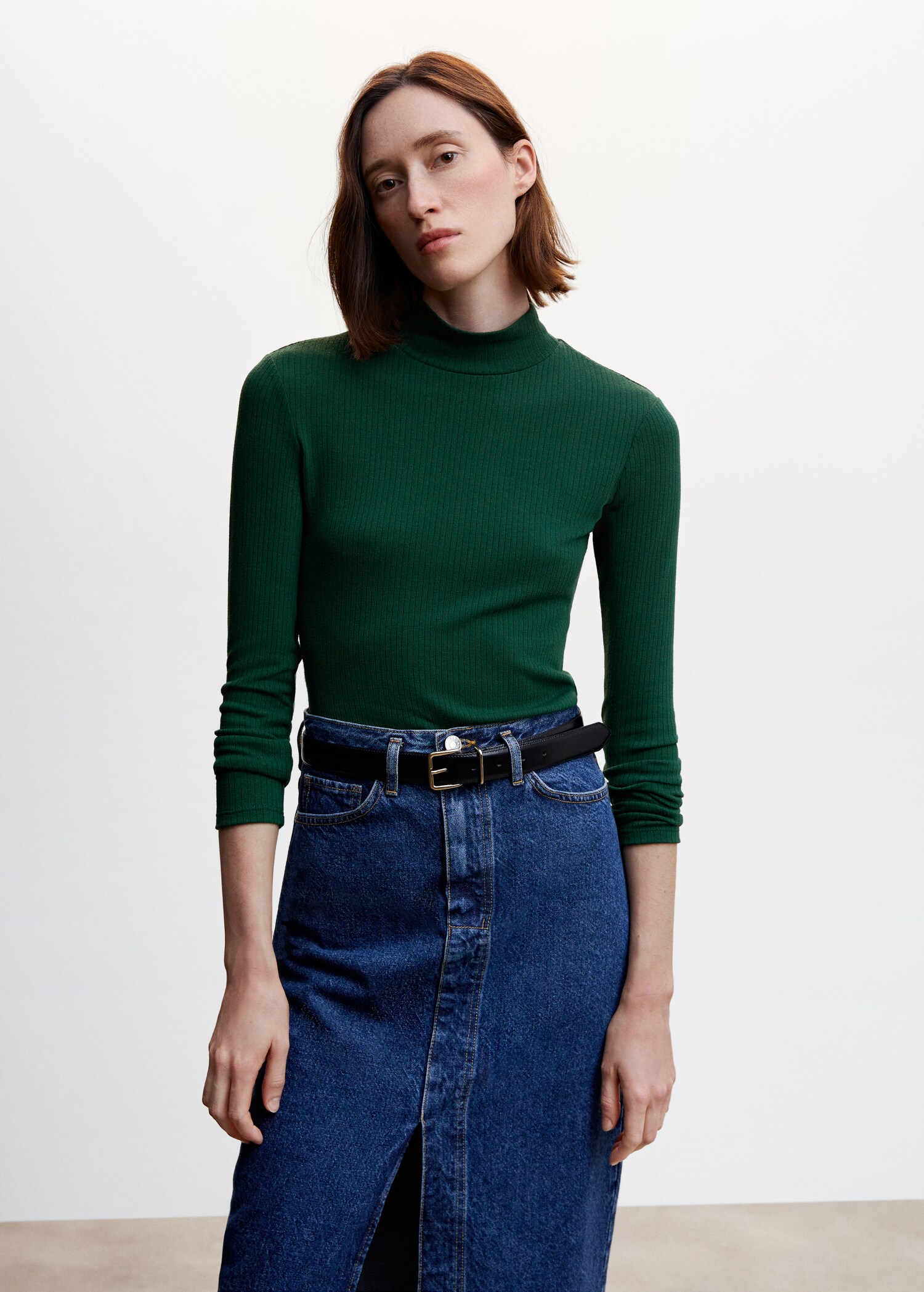 Ribbed long-sleeved t-shirt - Medium plane