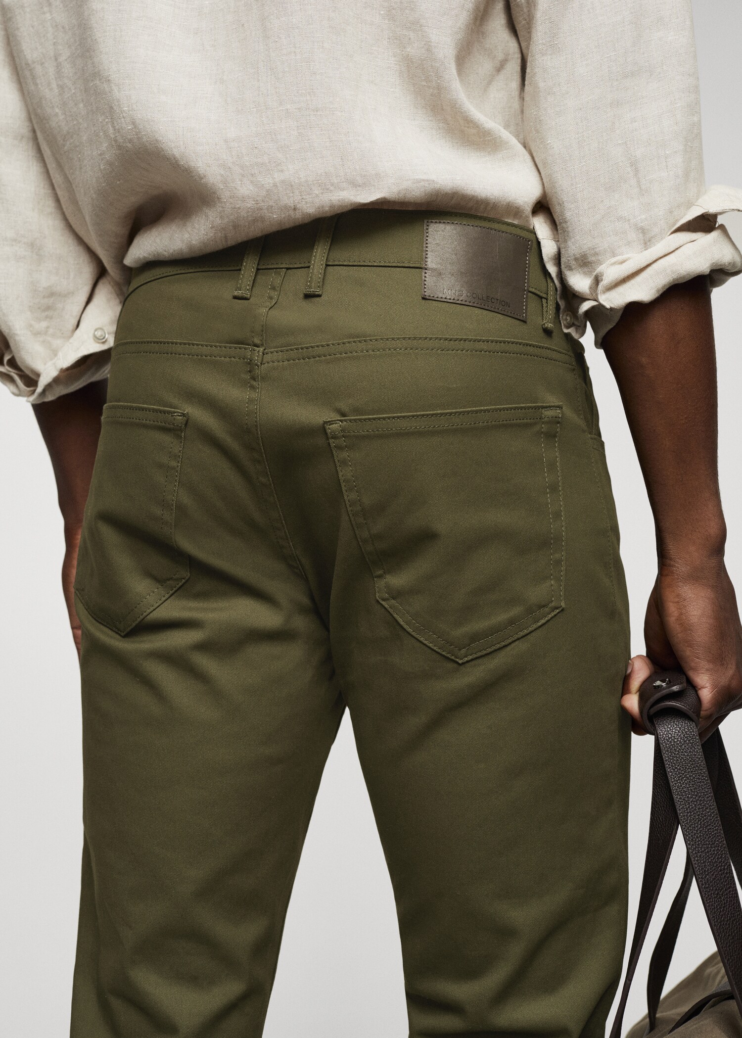 Slim fit denim-effect serge trousers - Details of the article 4