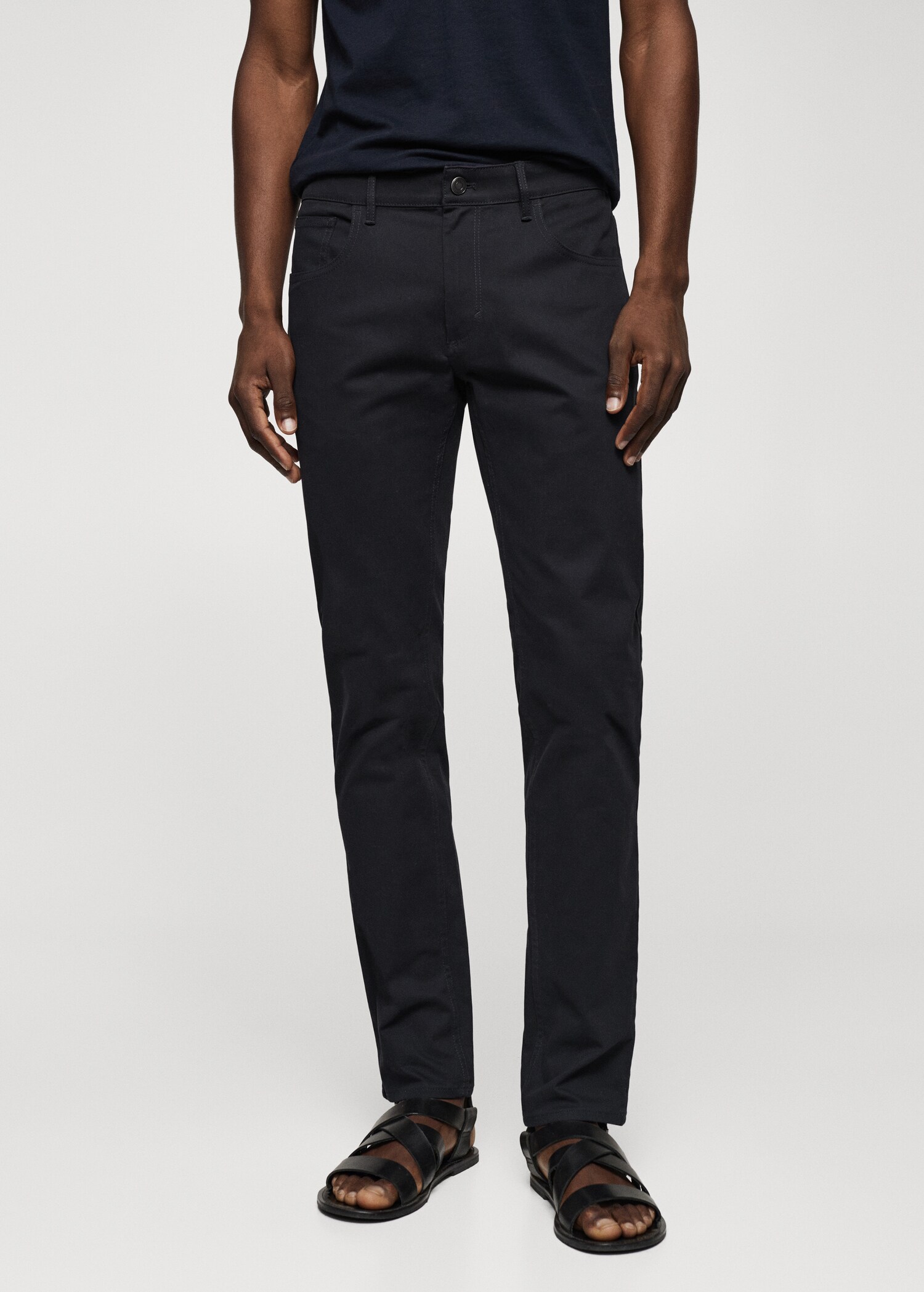 Slim fit denim-effect serge trousers - Medium plane