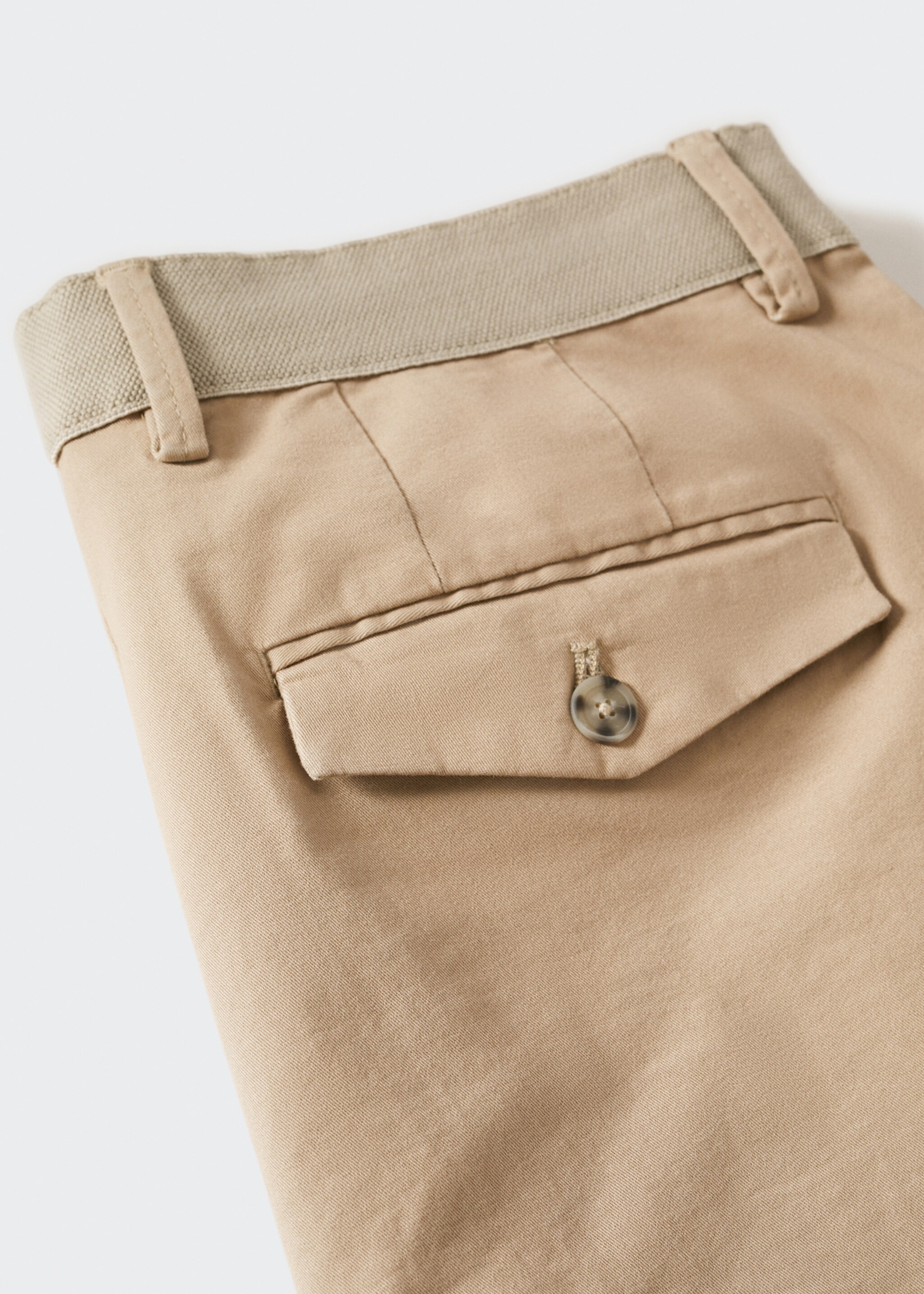 Cotton tapered crop trousers - Details of the article 8, Beige. Ref: 47000556-00.