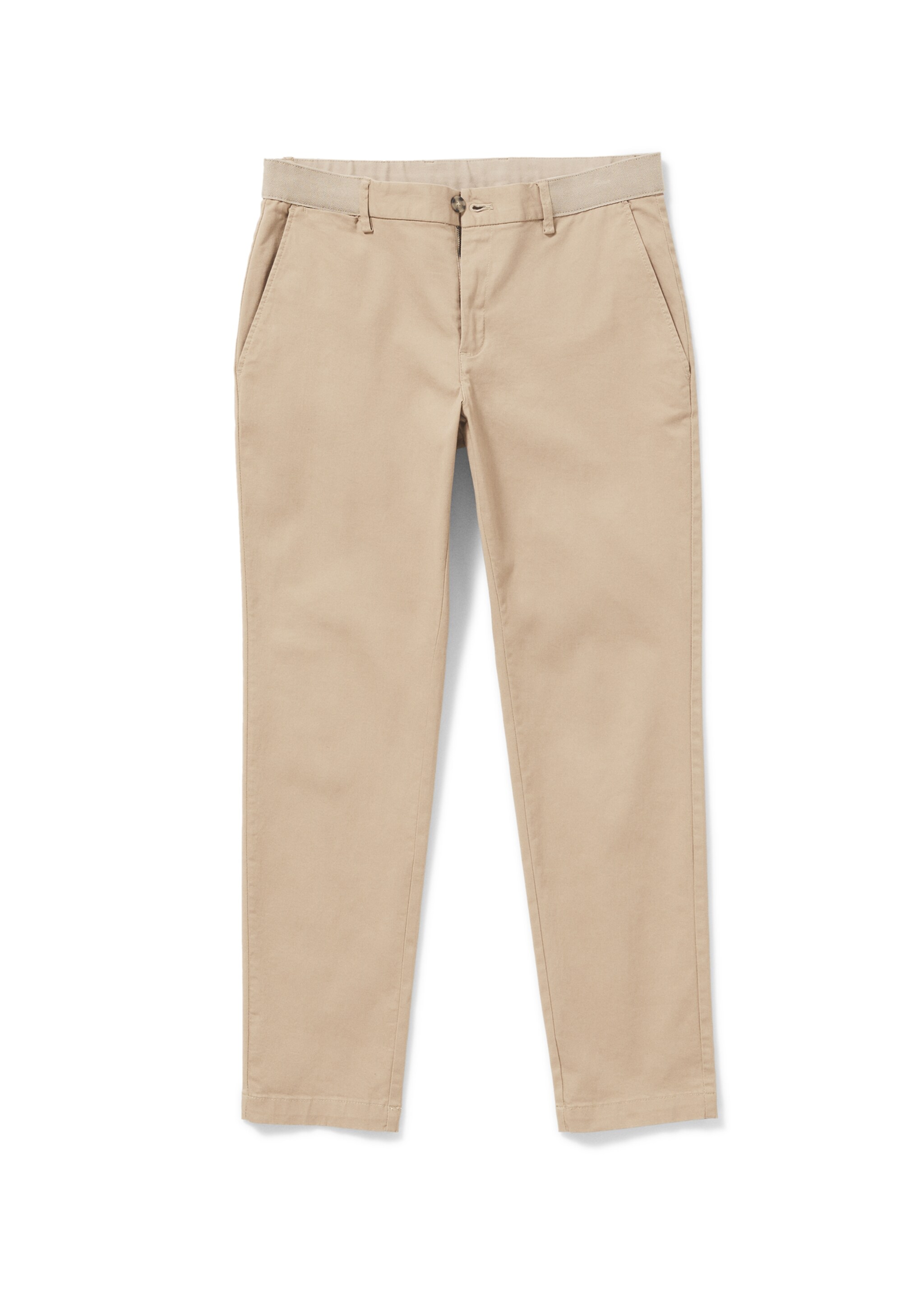 Cotton tapered crop trousers - Details of the article 9, Beige. Ref: 47000556-00.