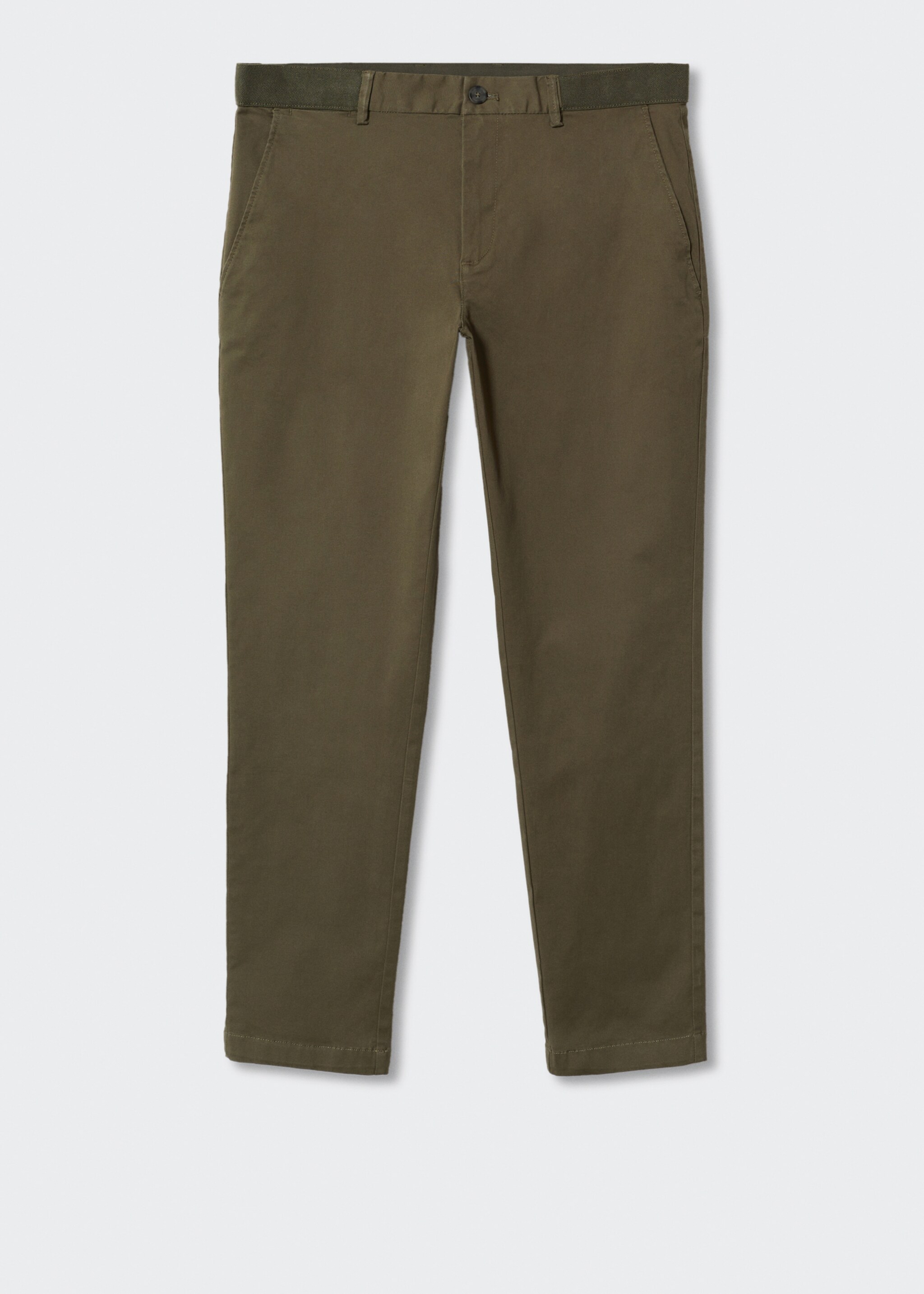 Cotton tapered crop trousers - Article without model, Medium Green. Ref: 47000556-00.