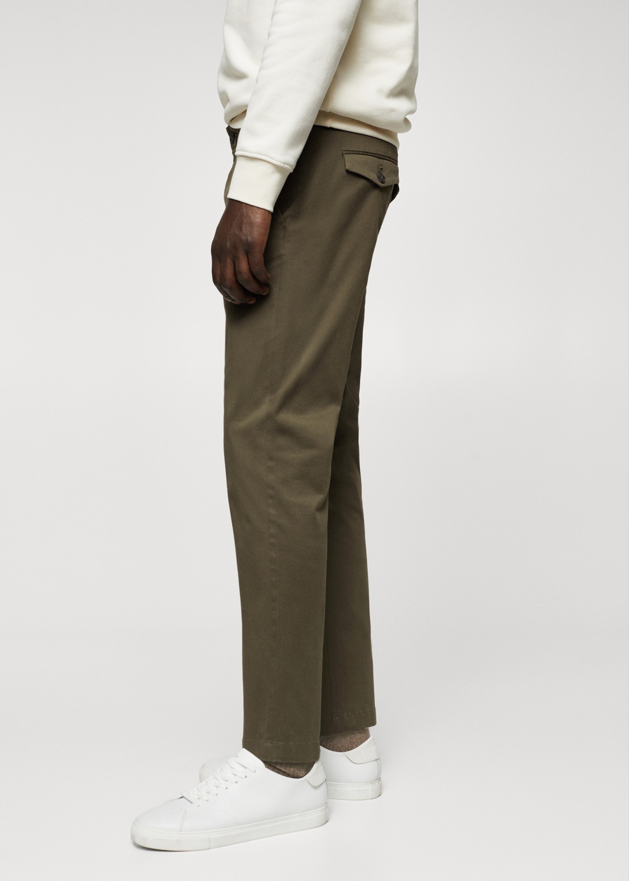 Cotton tapered crop trousers - Details of the article 4, Medium Green. Ref: 47000556-00.