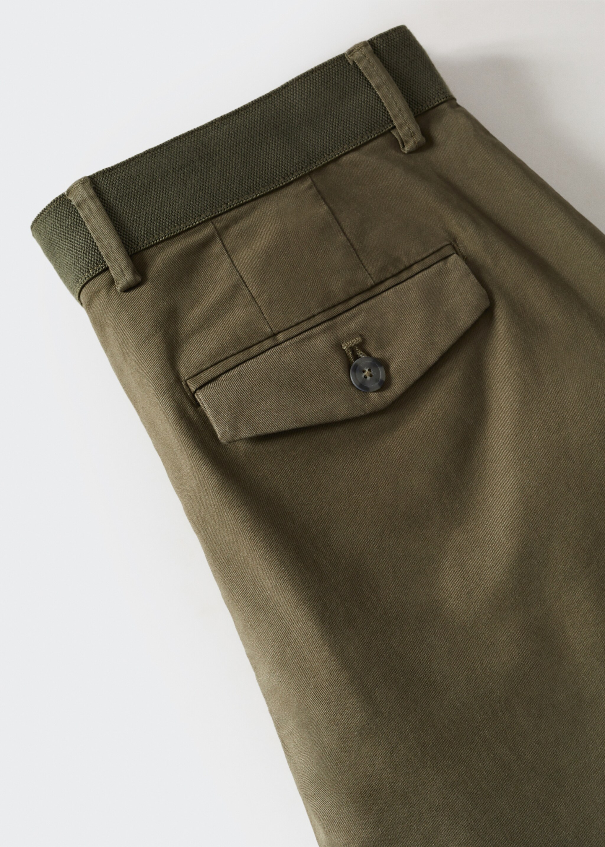 Cotton tapered crop trousers - Details of the article 8, Medium Green. Ref: 47000556-00.