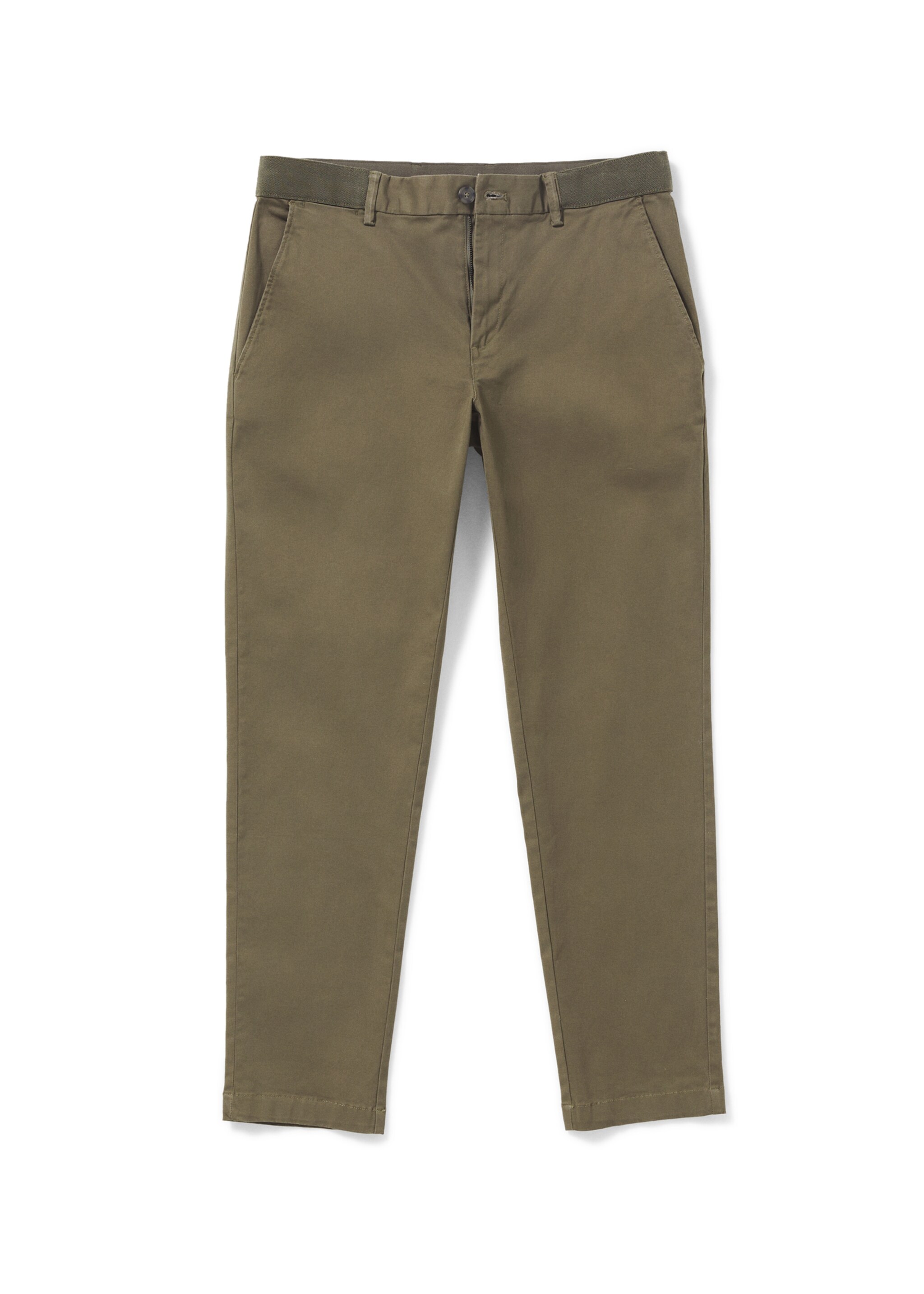 Cotton tapered crop trousers - Details of the article 9, Medium Green. Ref: 47000556-00.