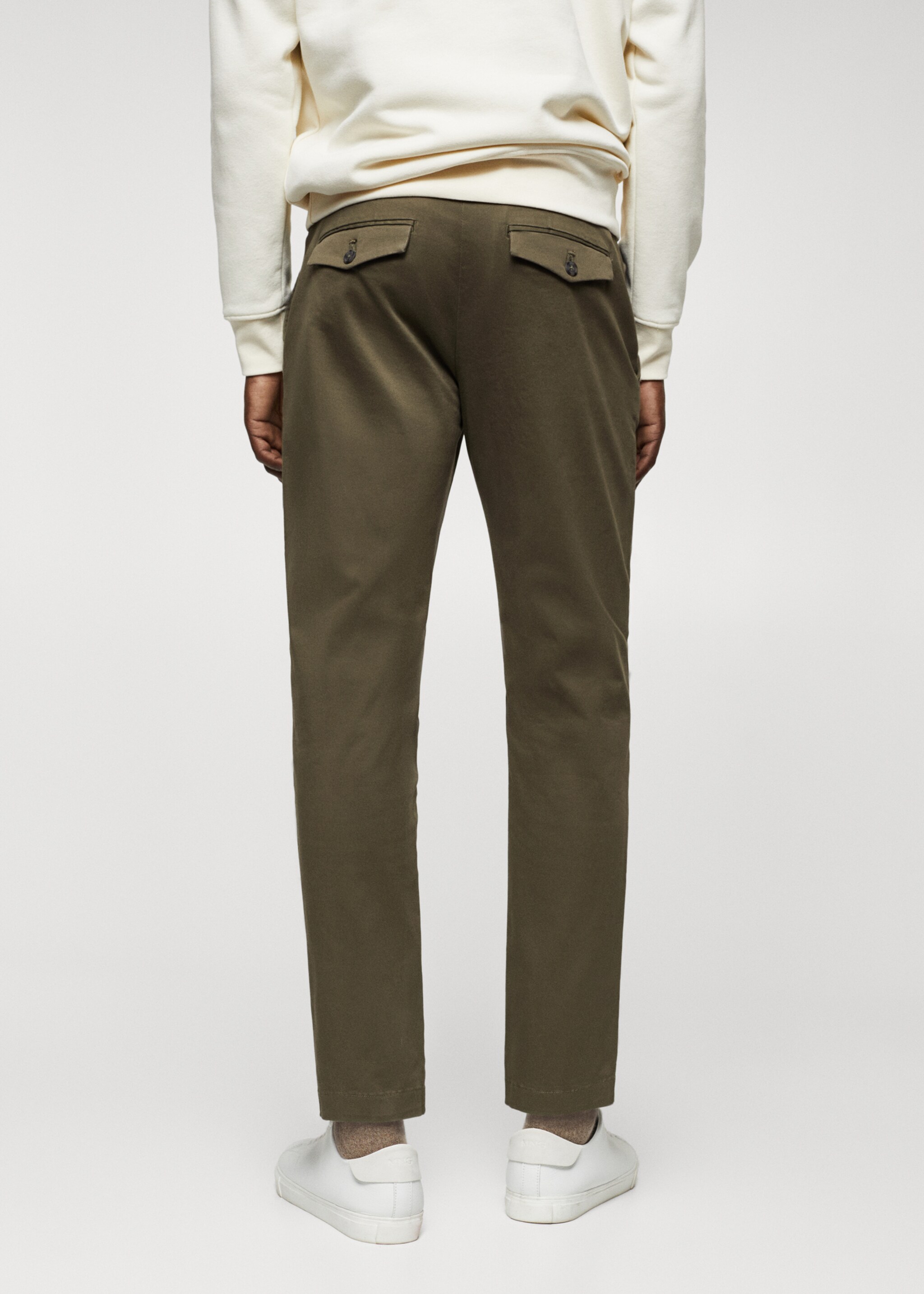 Cotton tapered crop trousers - Reverse of the article, Medium Green. Ref: 47000556-00.