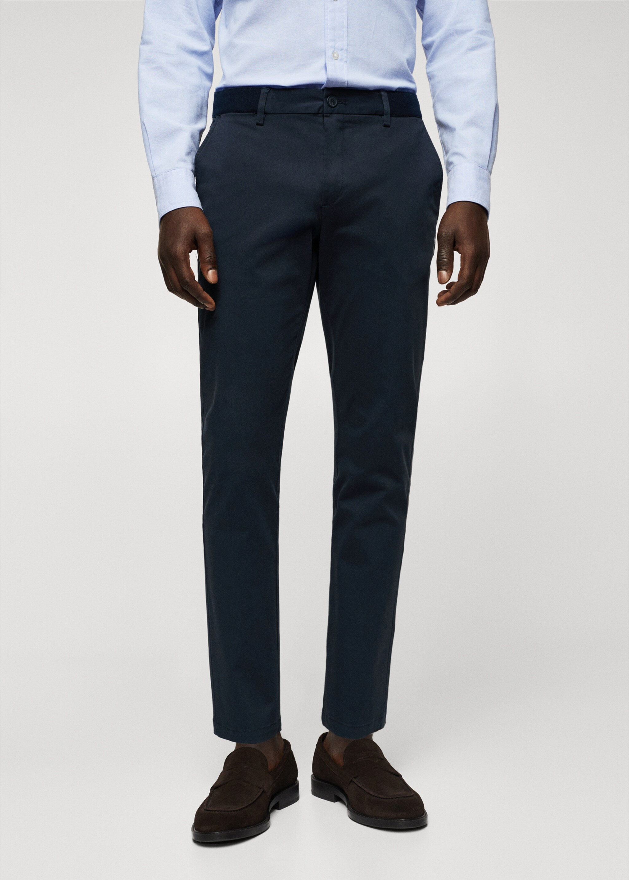 Cotton tapered crop trousers - Medium plane, Dark Navy. Ref: 47000556-00.