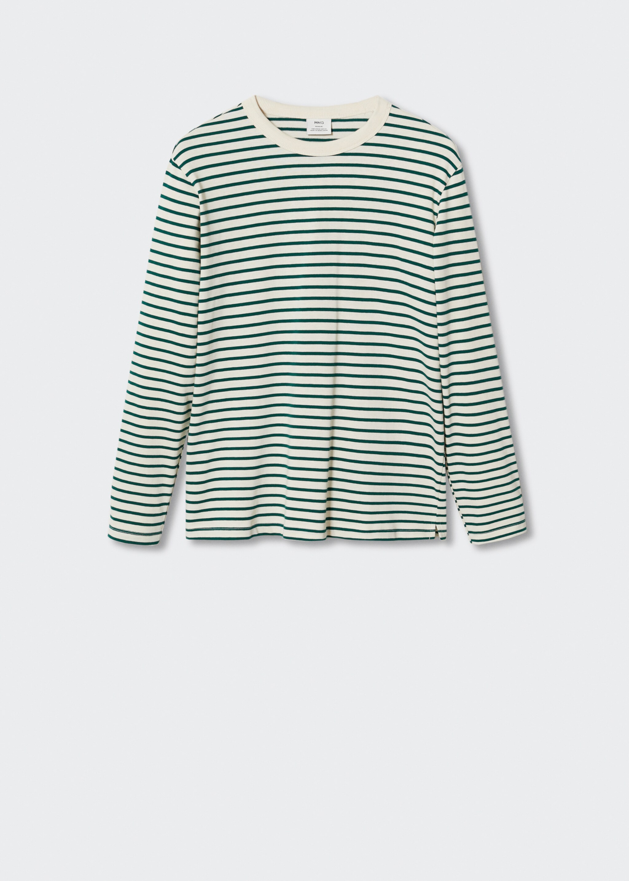 Striped long sleeves t-shirt - Article without model, Dark Green. Ref: 47001054-00.