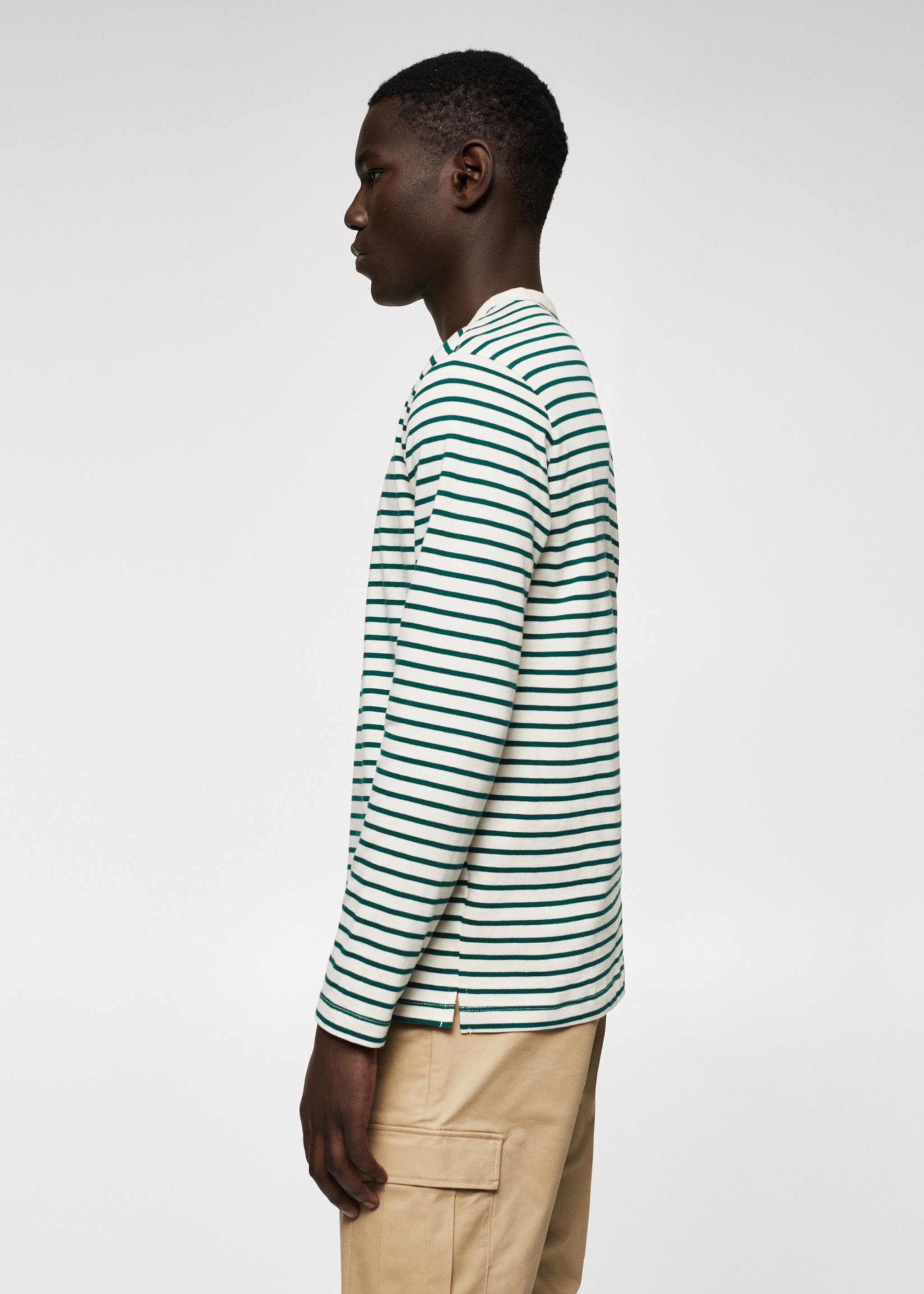 Striped long sleeves t-shirt - Details of the article 6, Dark Green. Ref: 47001054-00.