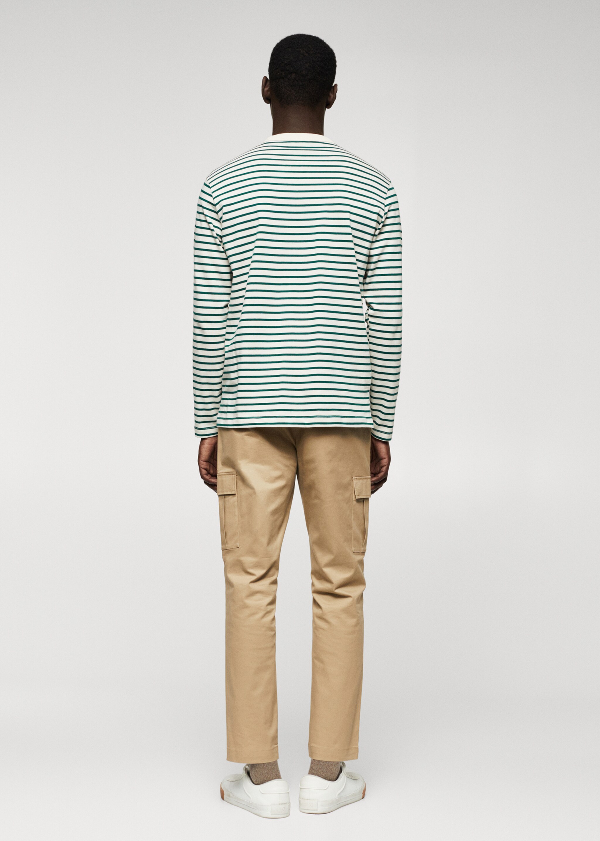 Striped long sleeves t-shirt - Reverse of the article, Dark Green. Ref: 47001054-00.