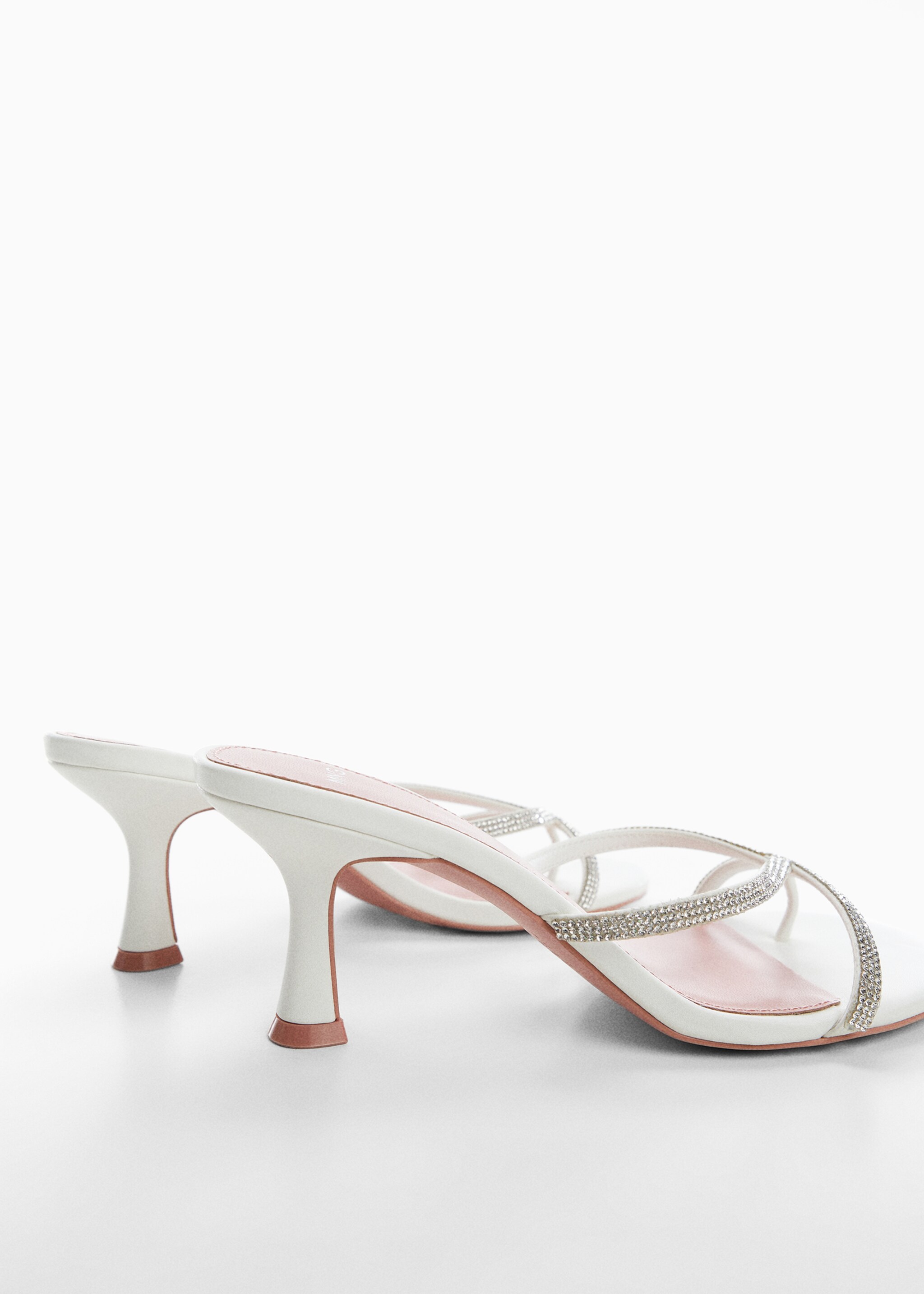 Heeled sandal with strass strap - Details of the article 1, White. Ref: 47001081-00.