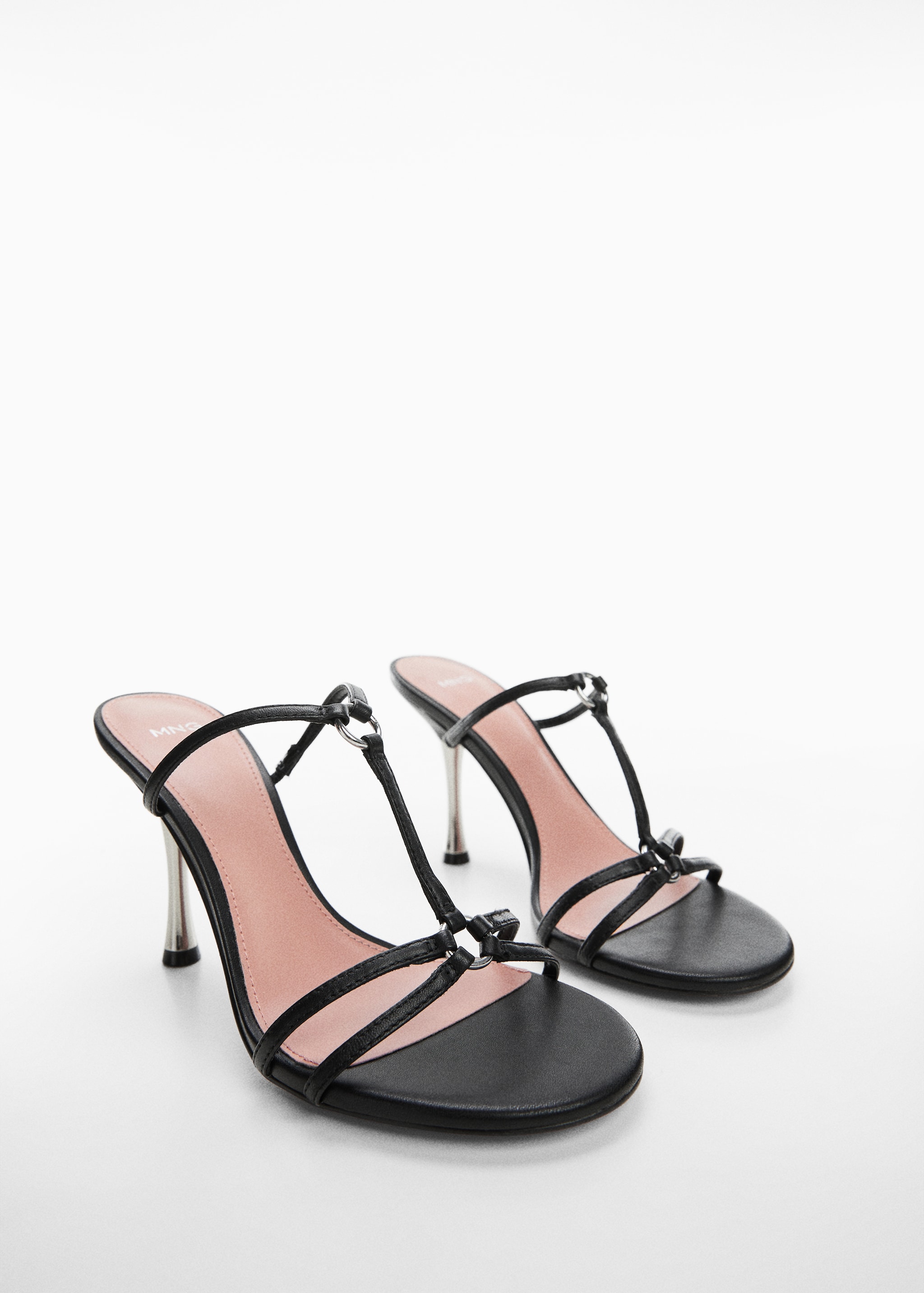 Heeled leather sandals with straps - Medium plane