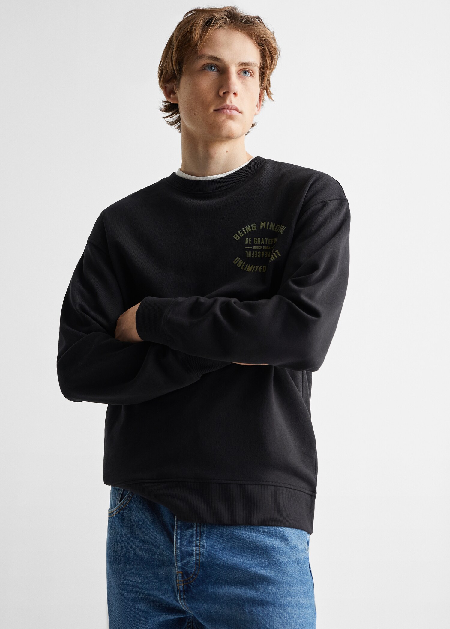 Katoenen sweatshirt met boodschap - Middenvlak
