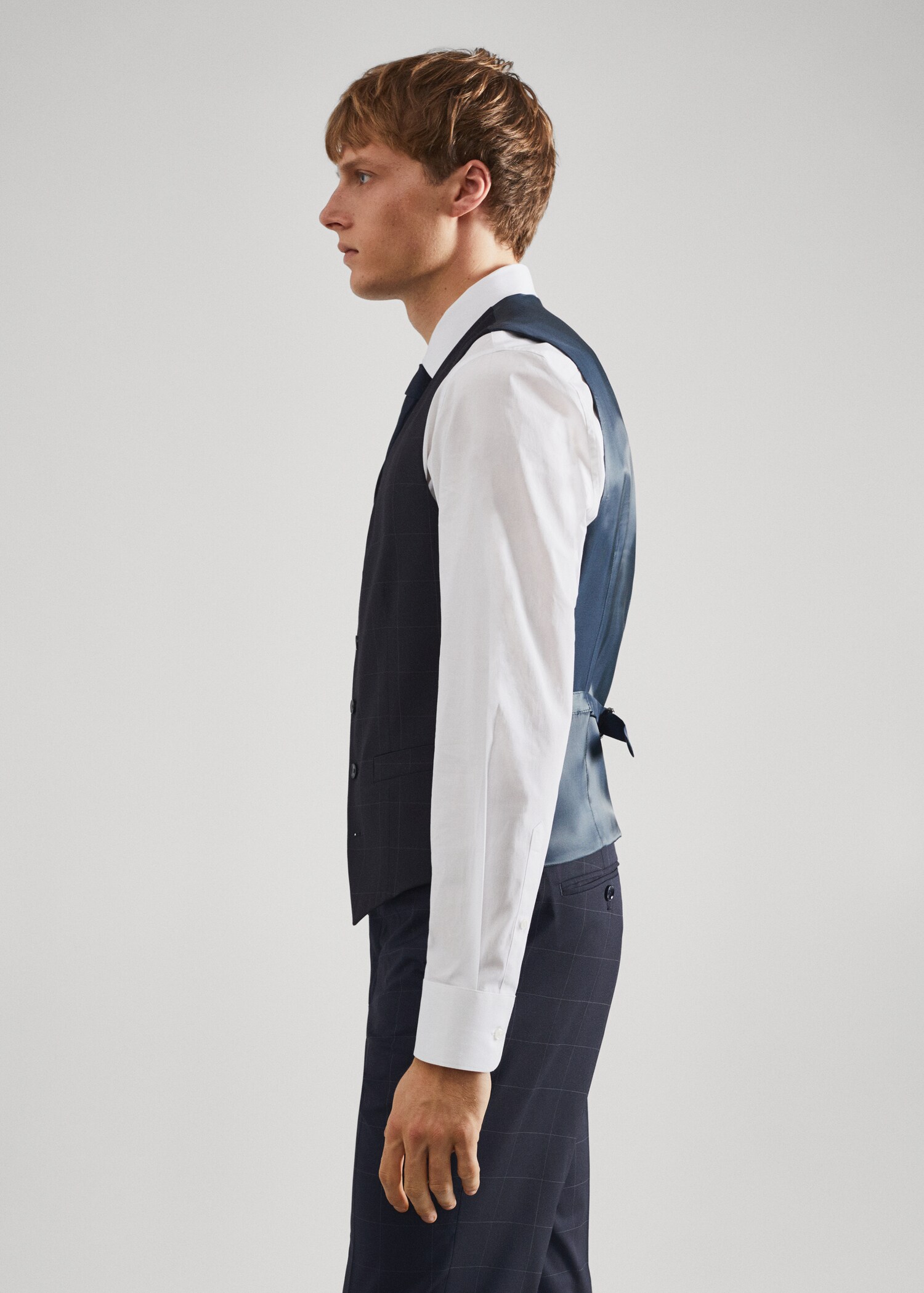 Slim-fit check suit vest - Details of the article 6