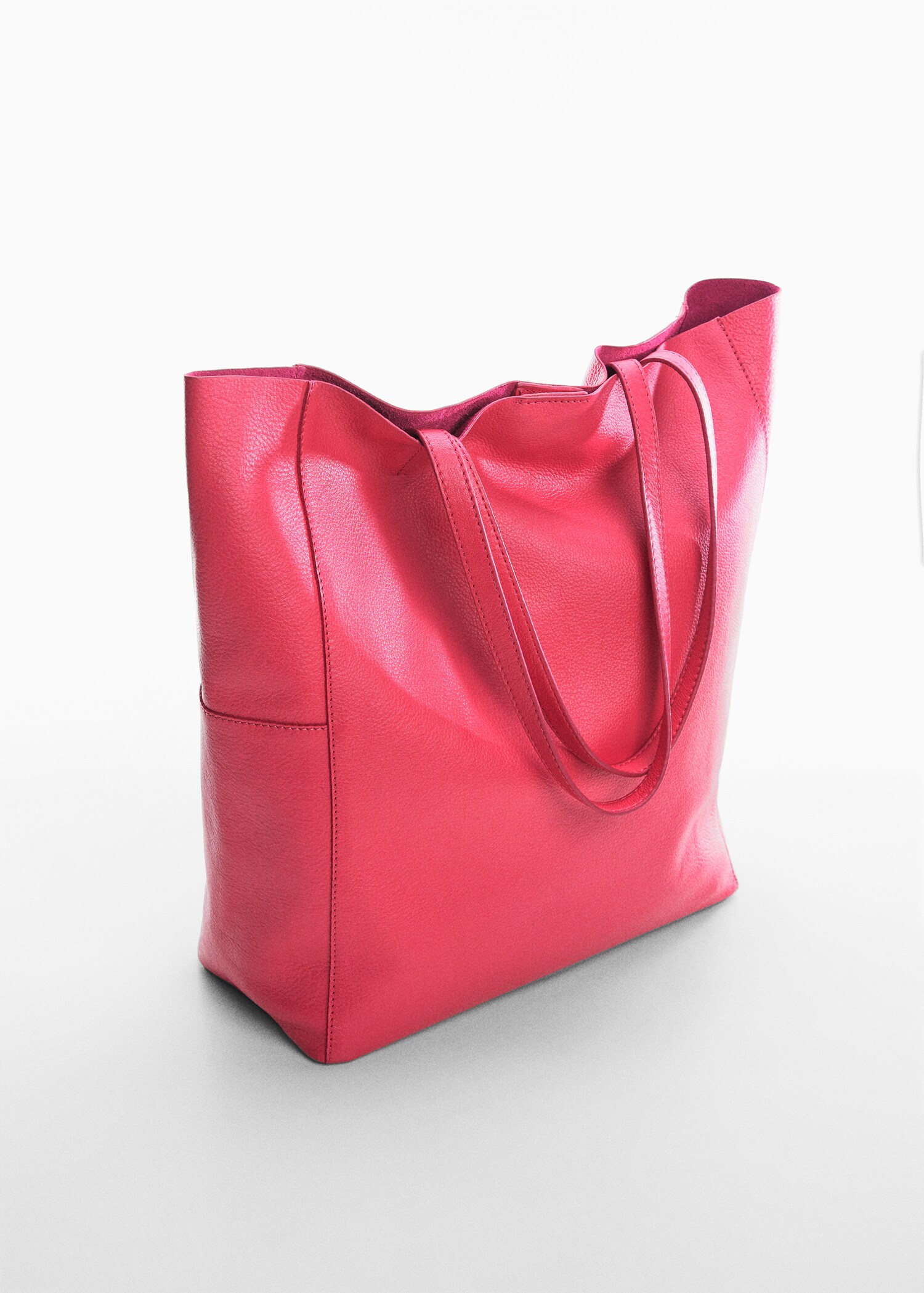 Leather shopper bag - Medium plane