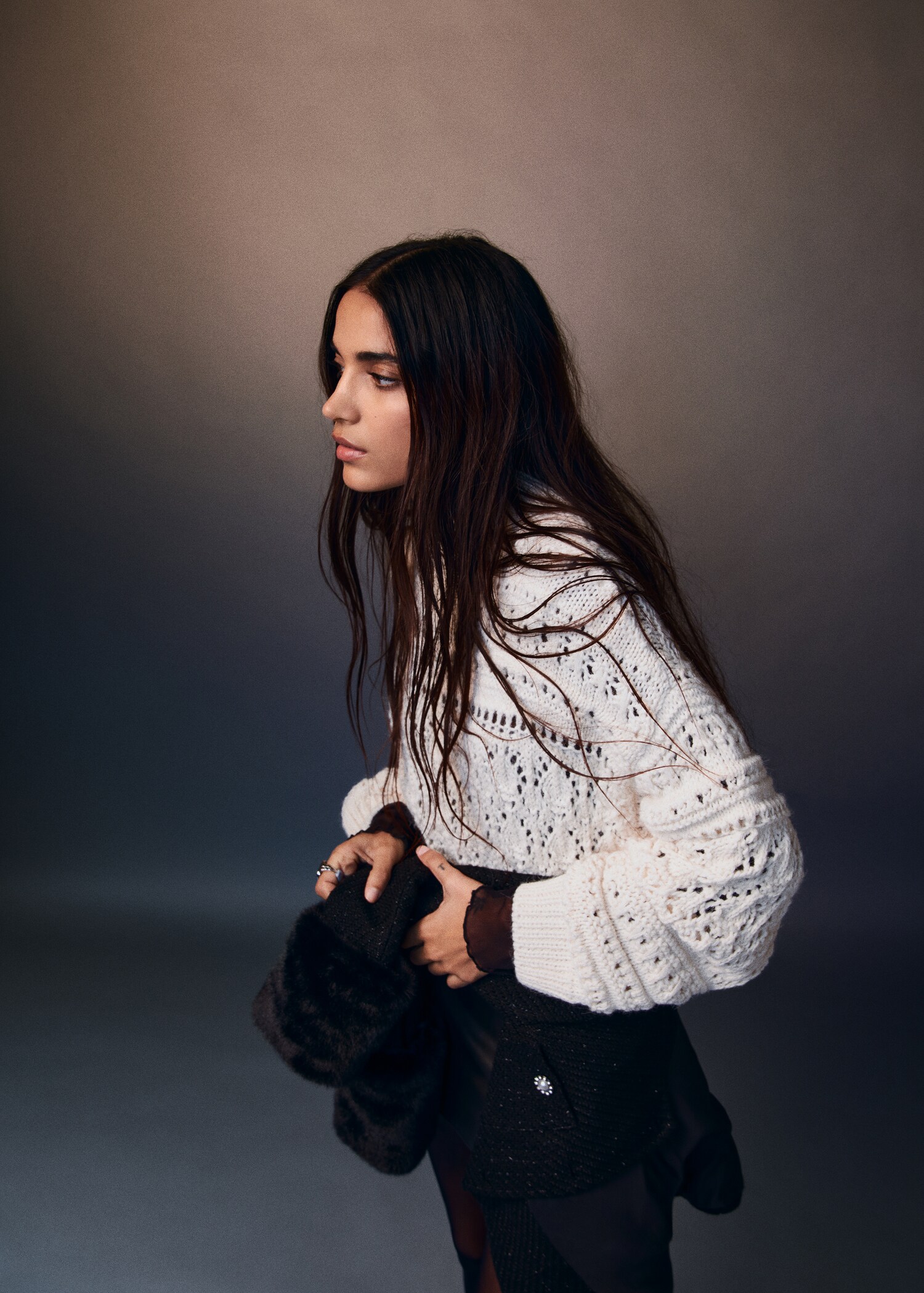 Openwork sweater with perkins collar - Details of the article 6