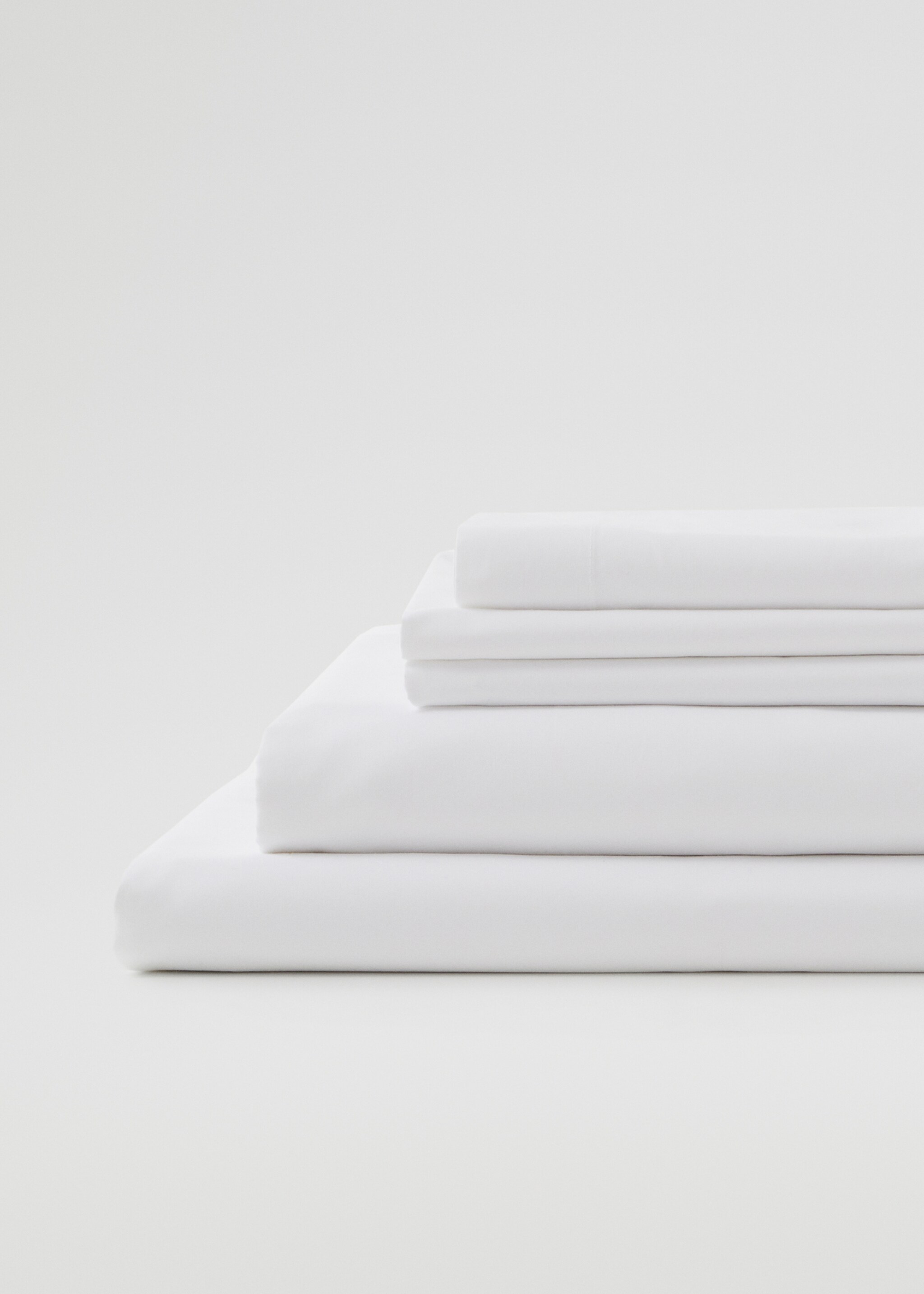 100% cotton fitted sheet Single bed - Details of the article 2, White. Ref: 47002534-00.