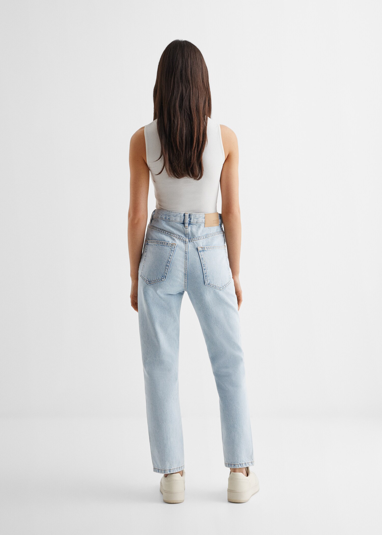 Jeans mom fit rotos decorativos - Reverso del artículo