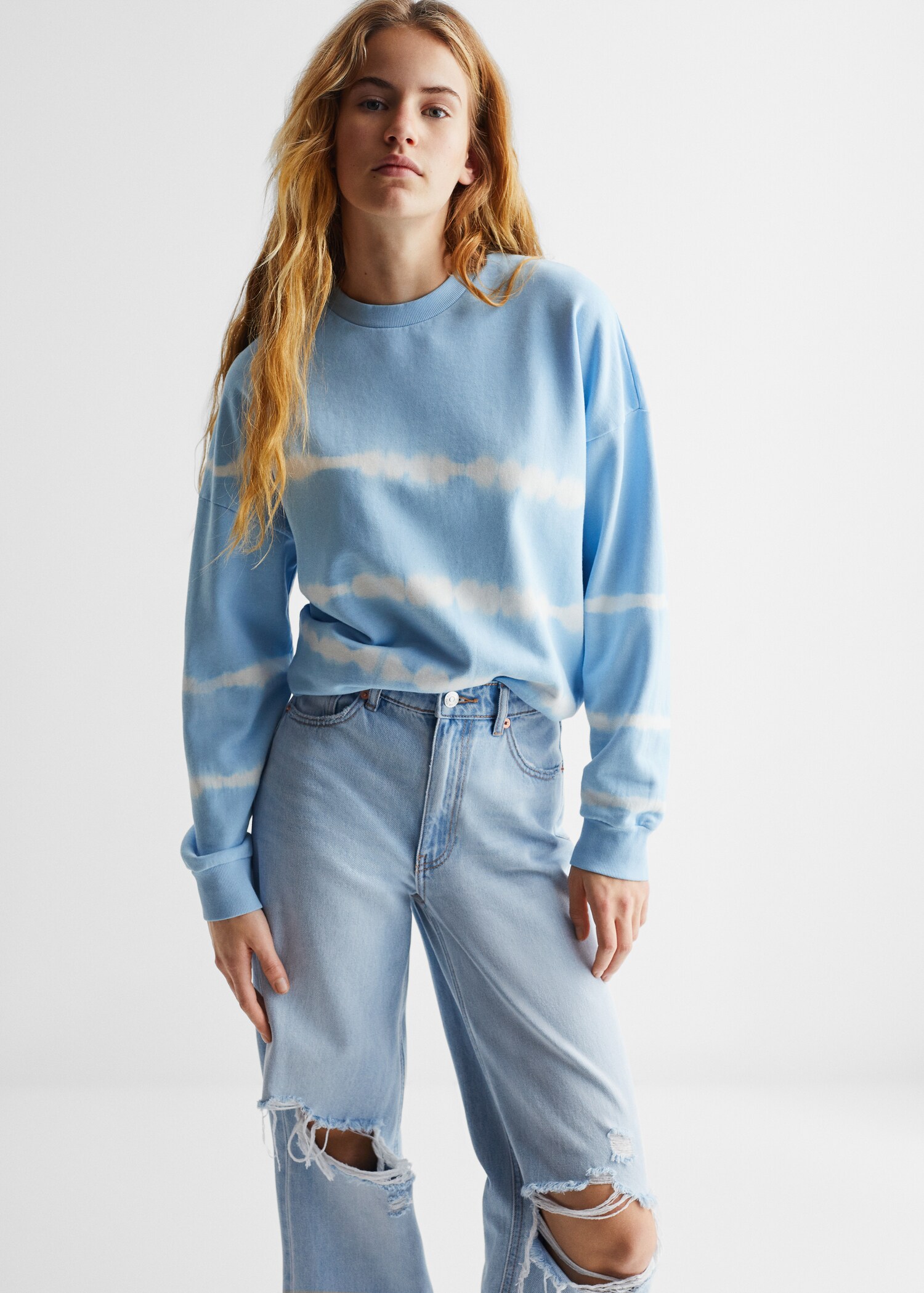 Decorative ripped wideleg jeans - Medium plane