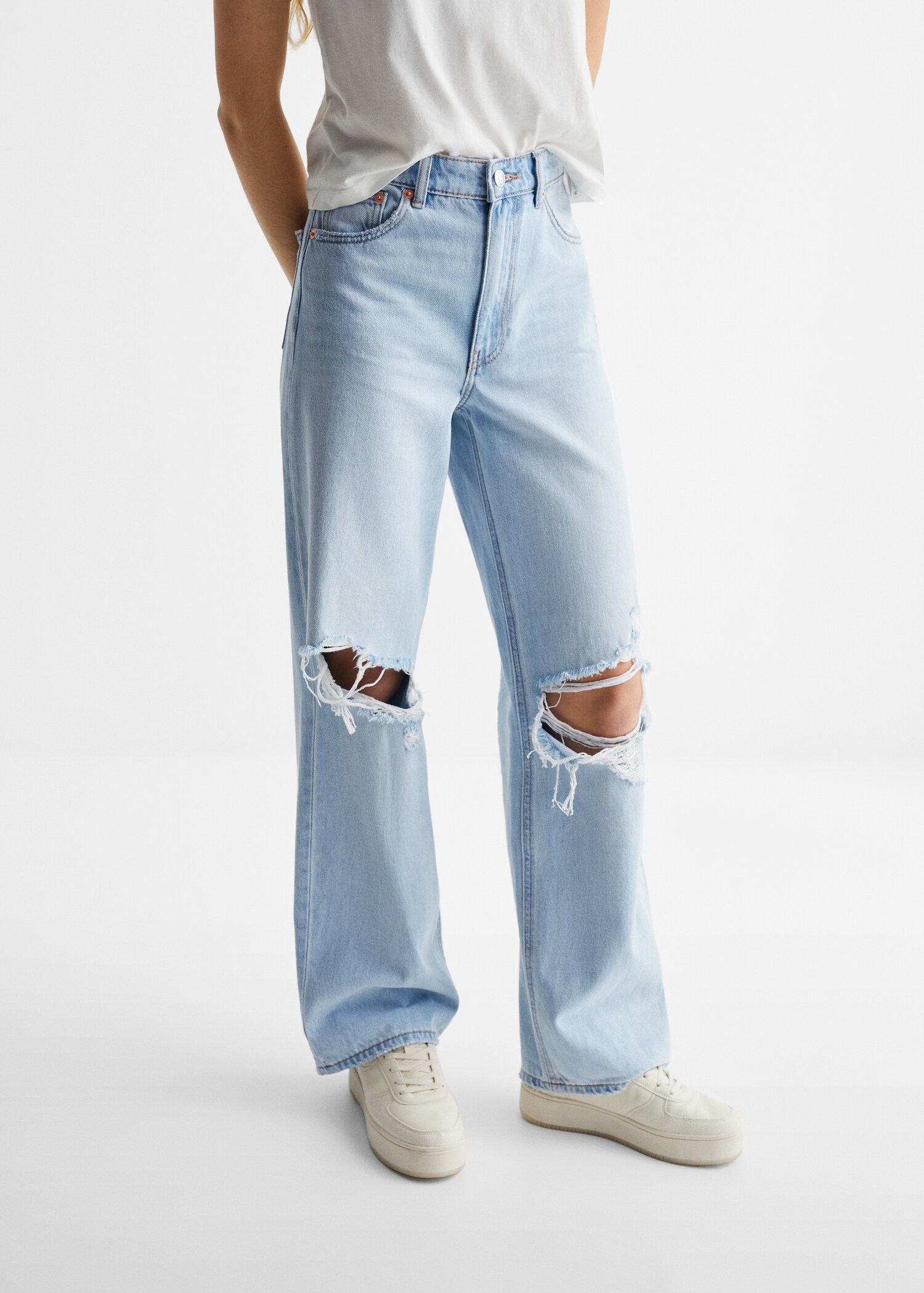 Decorative ripped wideleg jeans - Details of the article 6