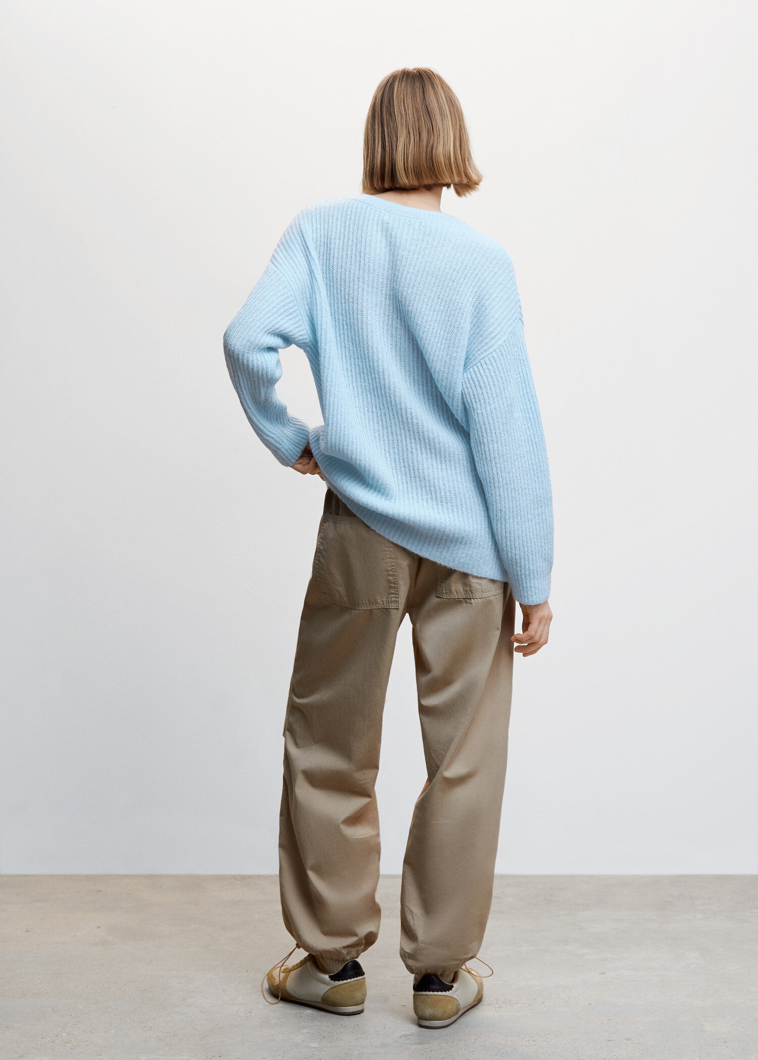 V-neck ribbed knit sweater - Reverse of the article
