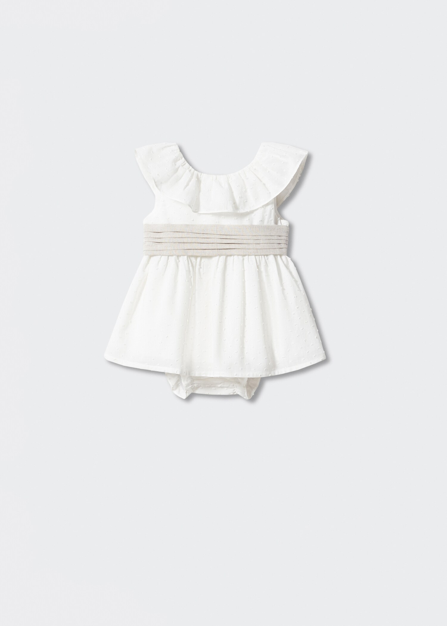 Set aus Plumetis-Kleid und -Höschen mit Rüschen - Artikel ohne Model